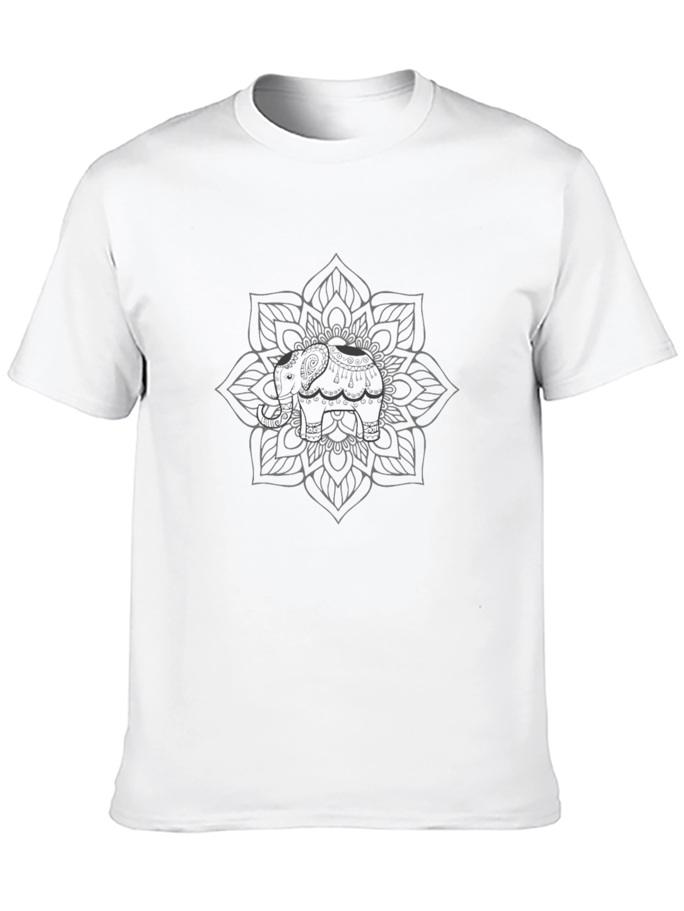 Black Elephant Mandala Graphic Tee - Black Cotton Blend view 10