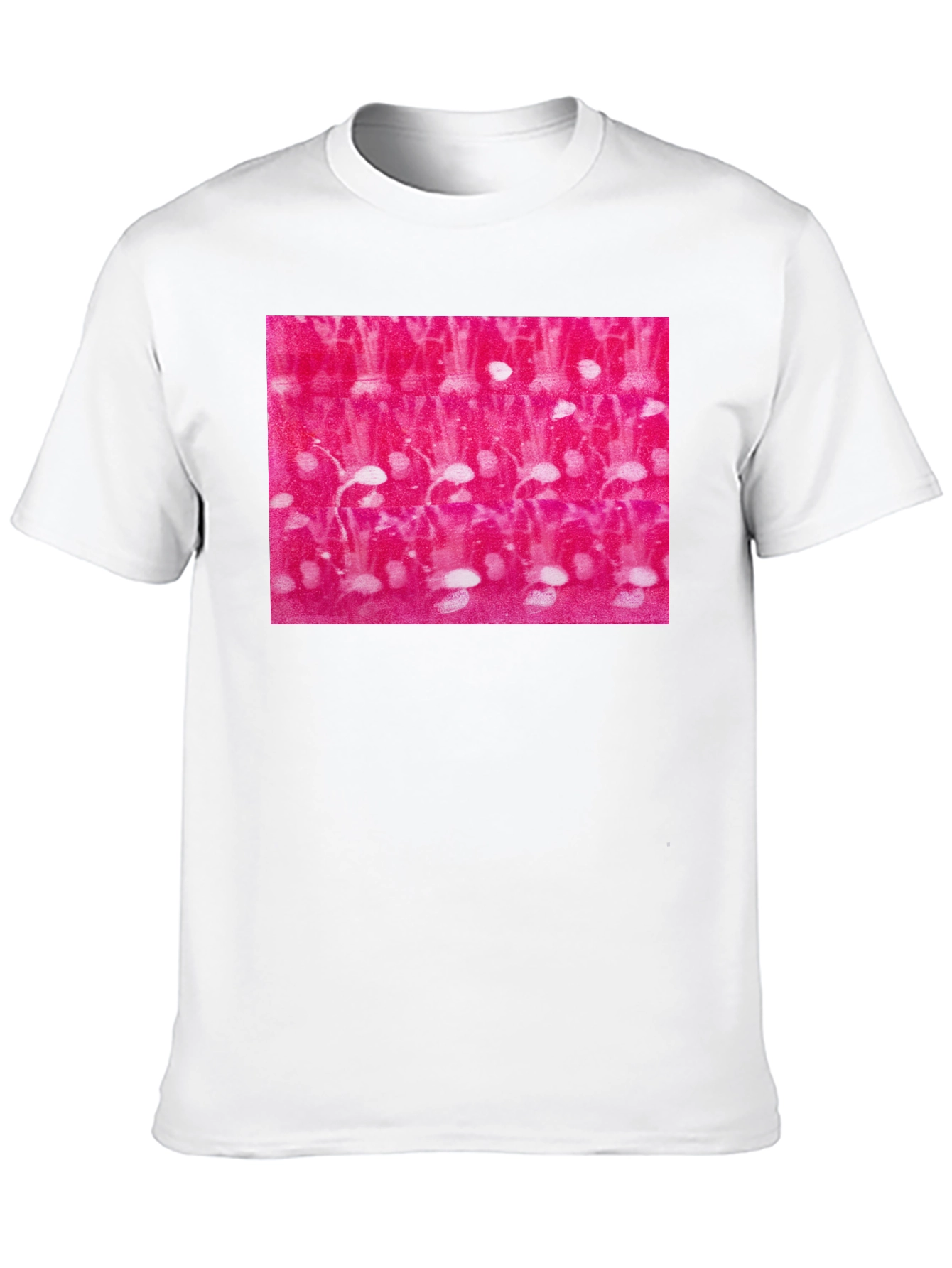 Black Abstract Pink and White Pattern Black T-Shirt view 10