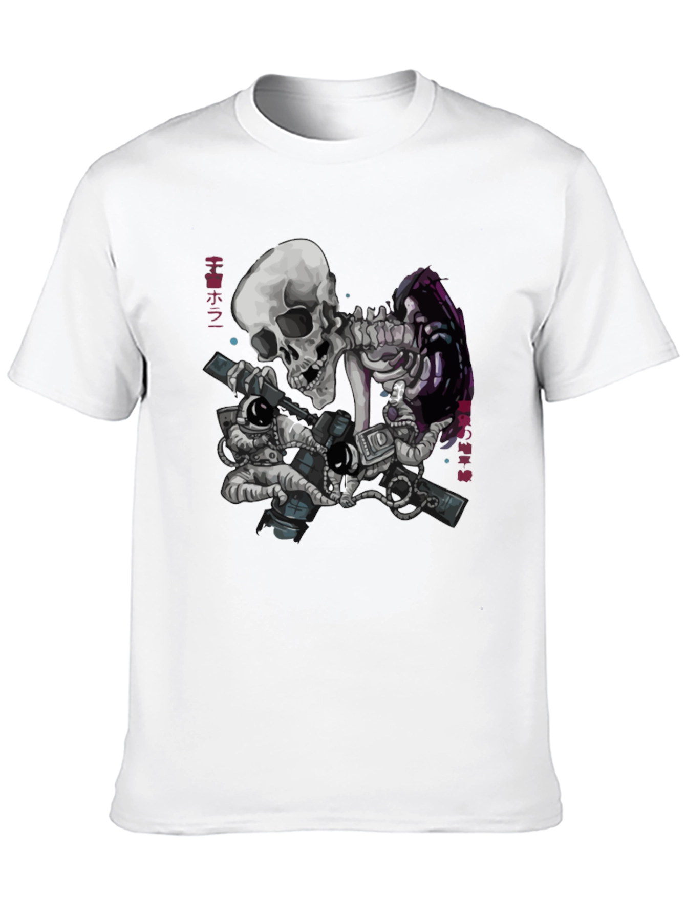 Black Skull Astronaut Black T-Shirt - Space Adventure view 10