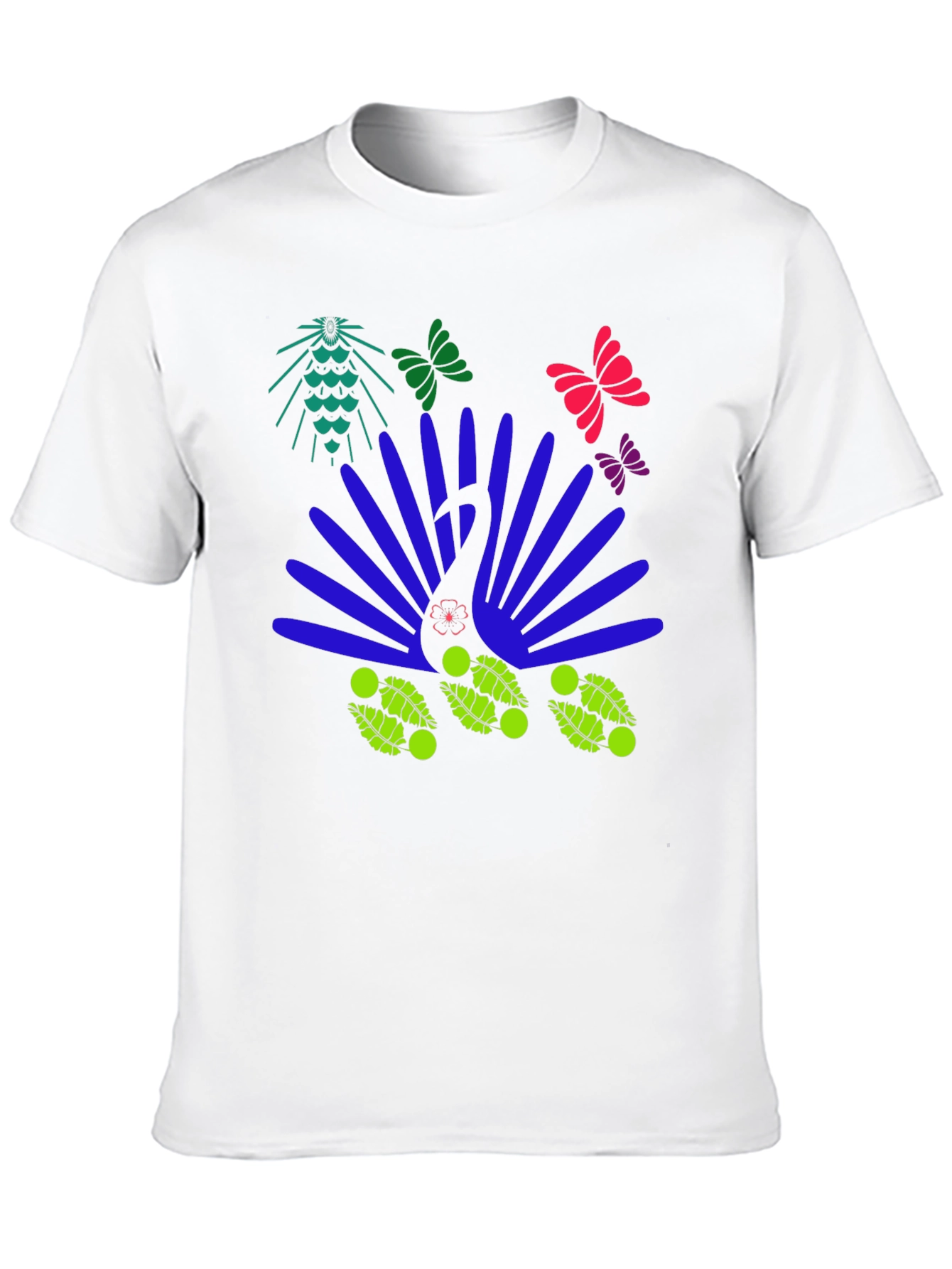 Black Abstract Peacock Graphic Tee view 10