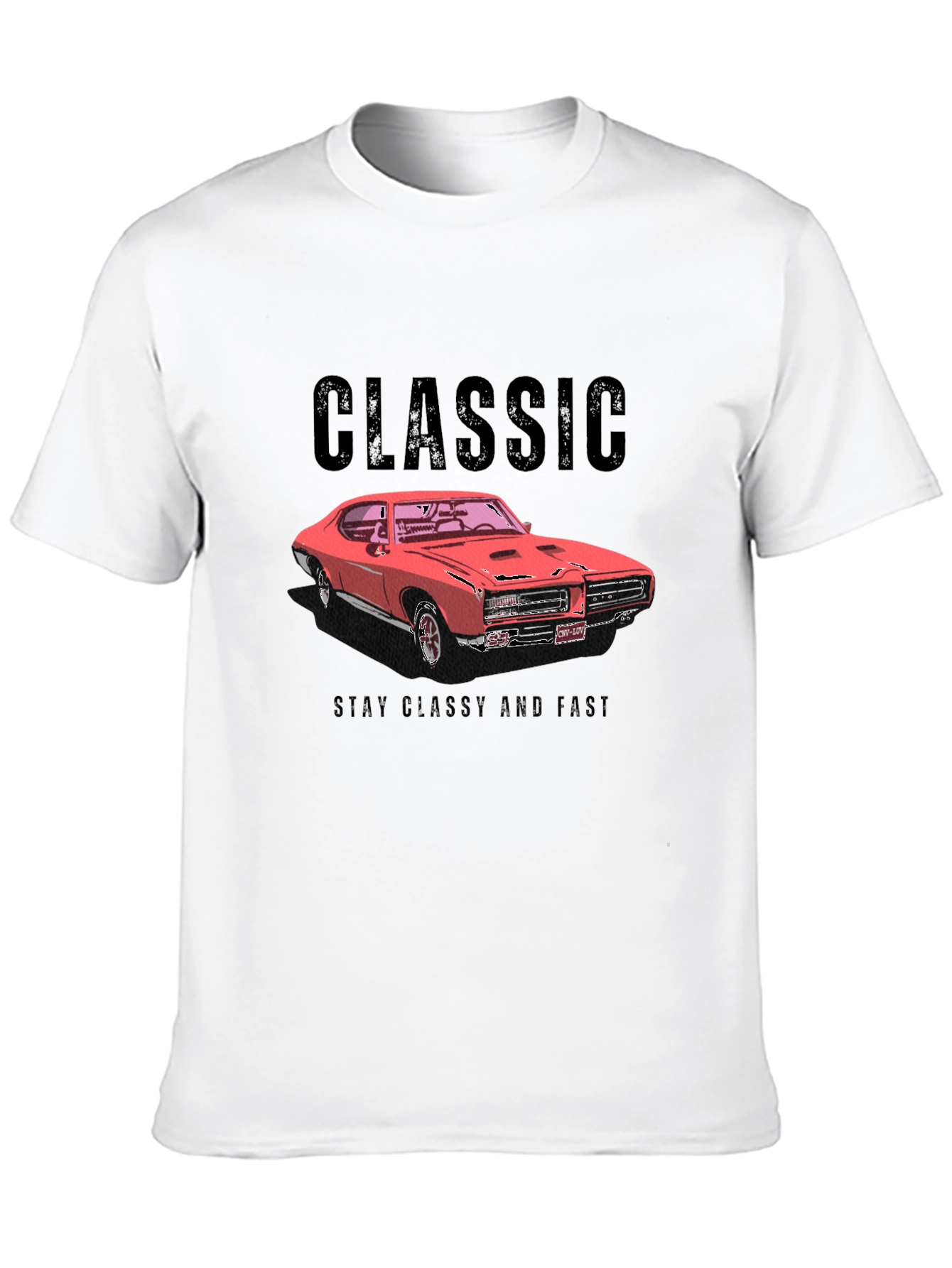 Black Classic Car T-Shirt - Stay Classy and Fast view 10