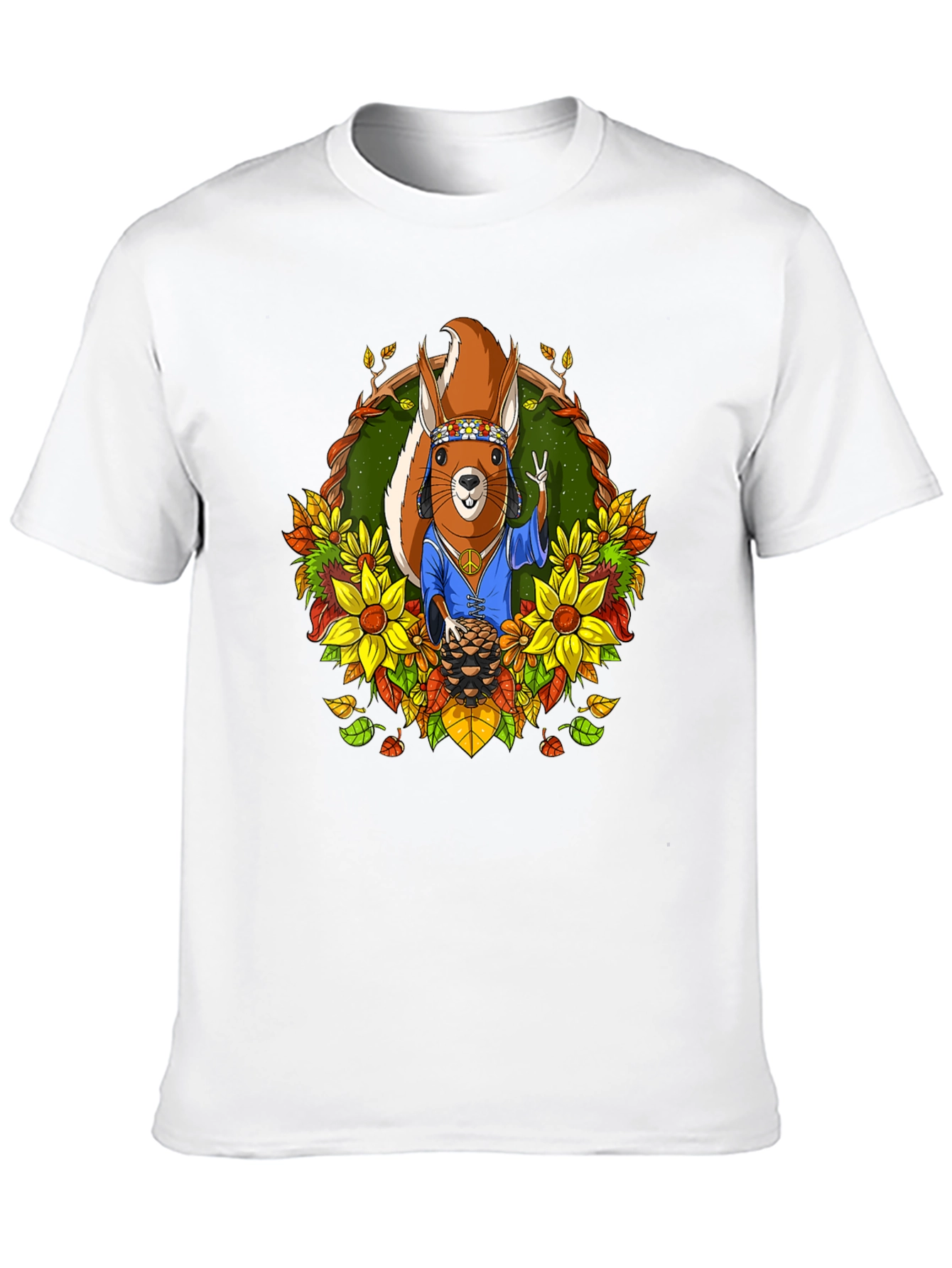 Black Hippie Squirrel T-Shirt: Peace, Love, & Nuts view 10