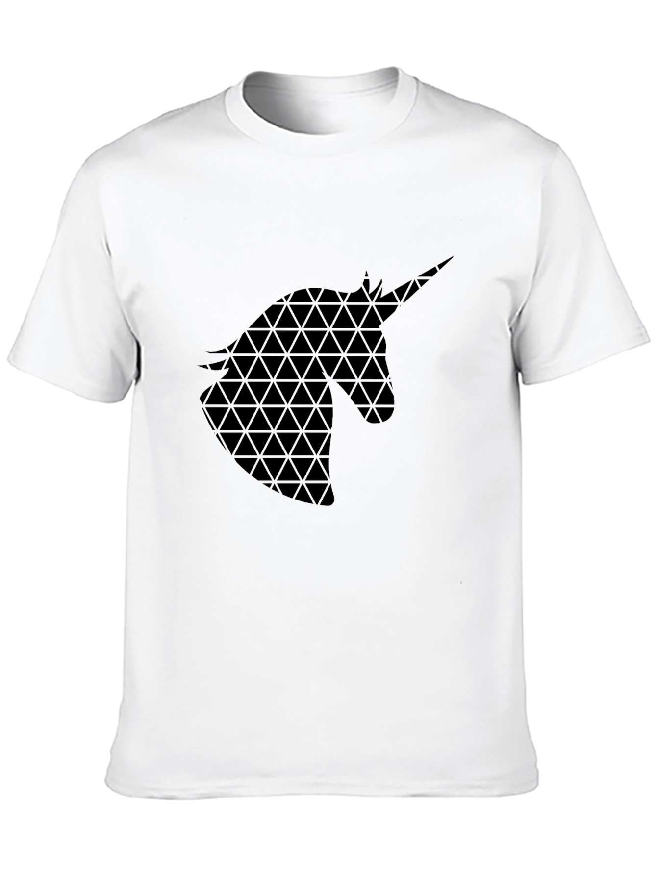 Black Geometric Unicorn Graphic Black T-Shirt view 10