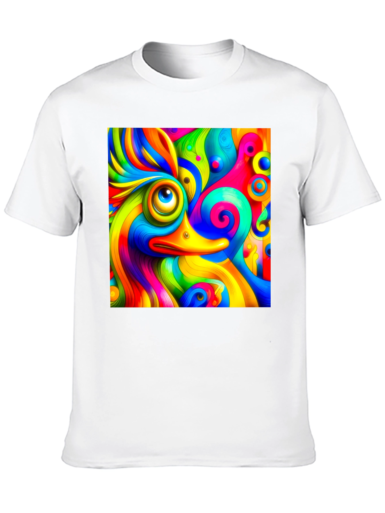 Black Psychedelic Duck Graphic Tee - Vibrant Colors view 10
