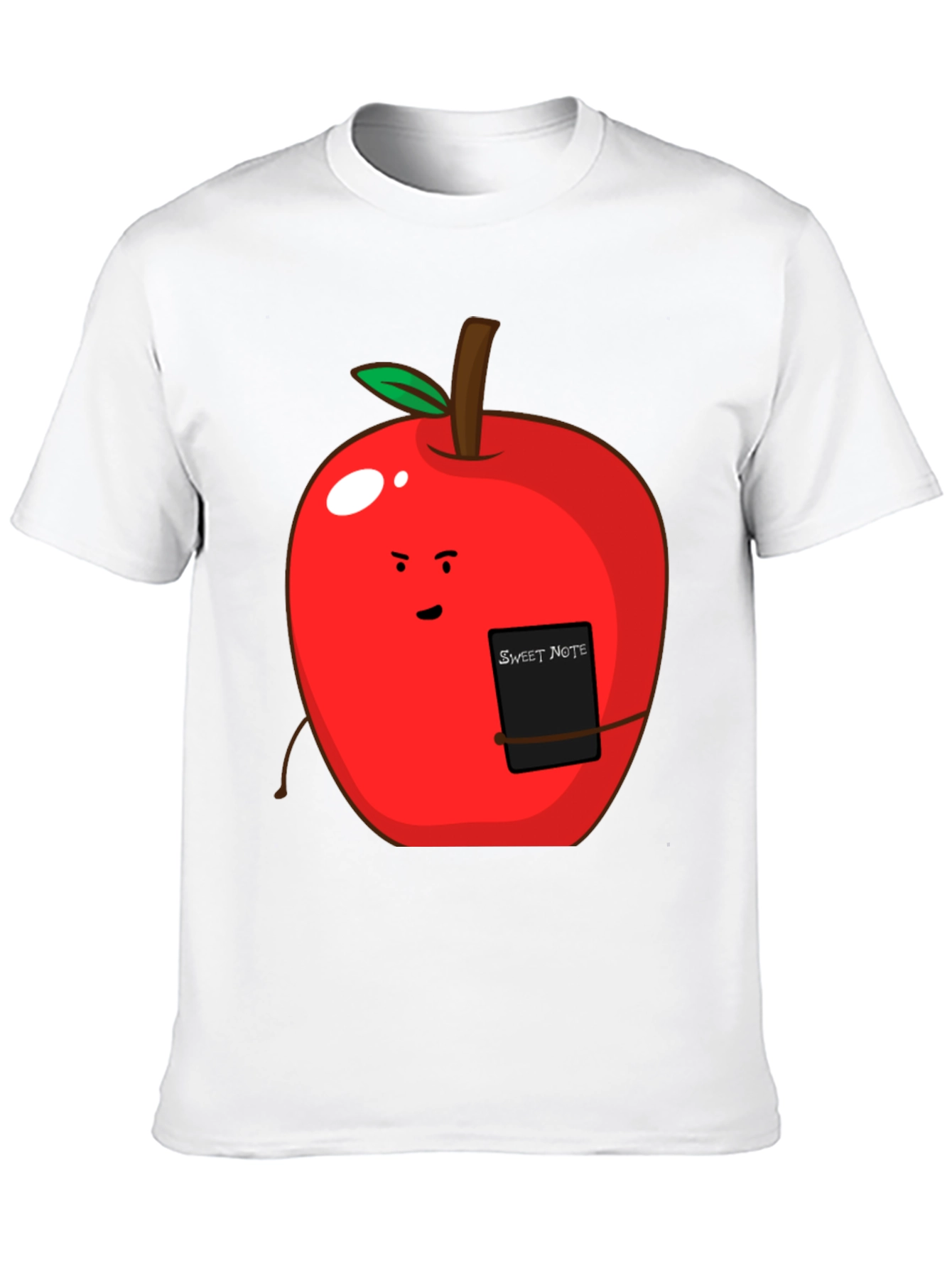Black Sweet Note Apple Graphic Tee - Novelty Fruit Shirt view 10