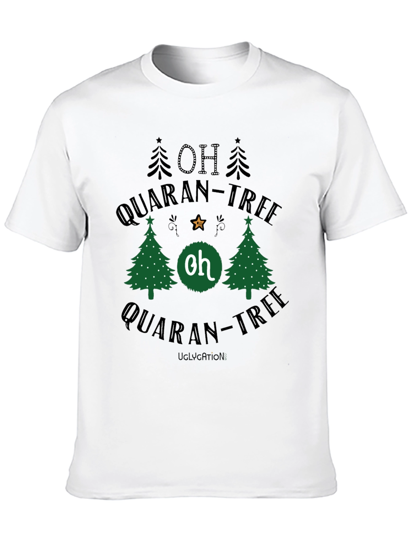 Black Oh Quaran-Tree Black Cotton T-Shirt view 10