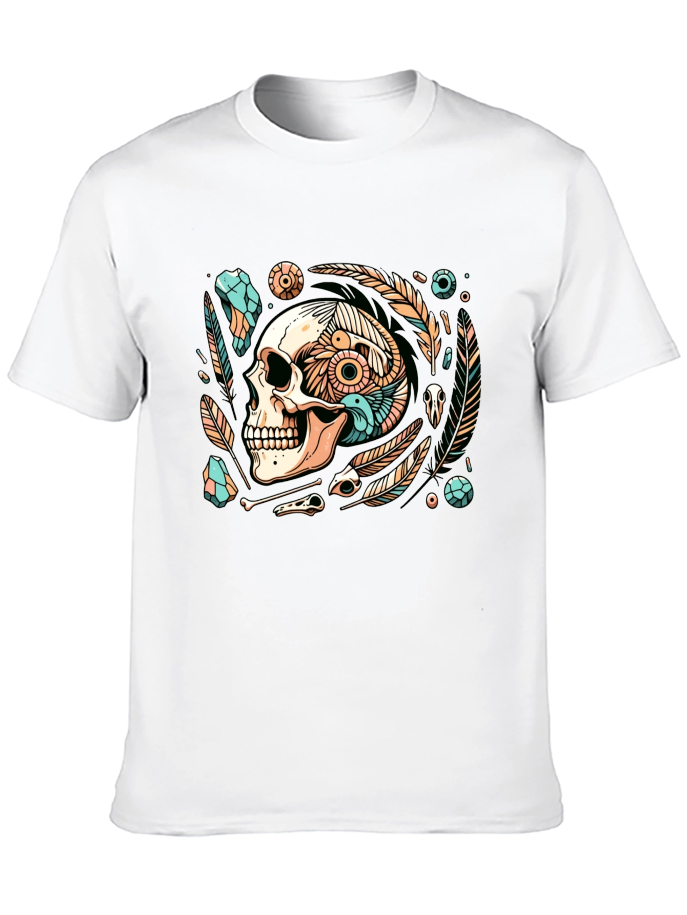 Black Skull & Feather Graphic Tee - Edgy Style view 10