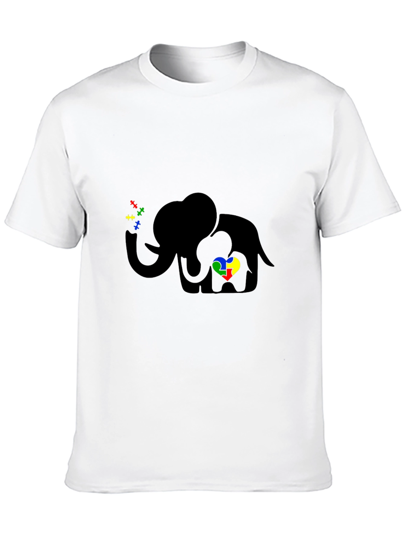 Black Autism Awareness Elephant T-Shirt view 10