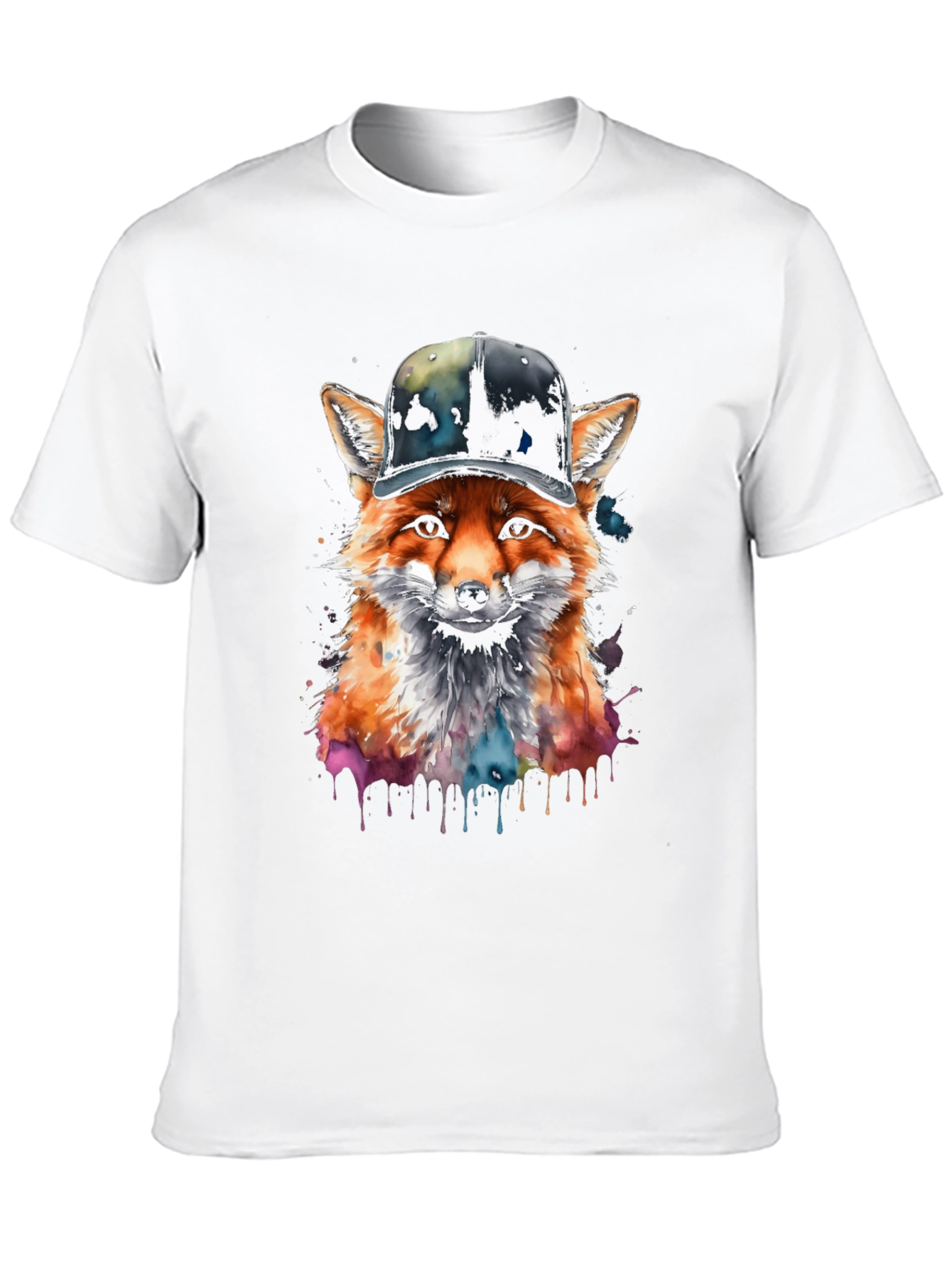 Black Fox in Hat Graphic Tee - Trendy Streetwear view 10