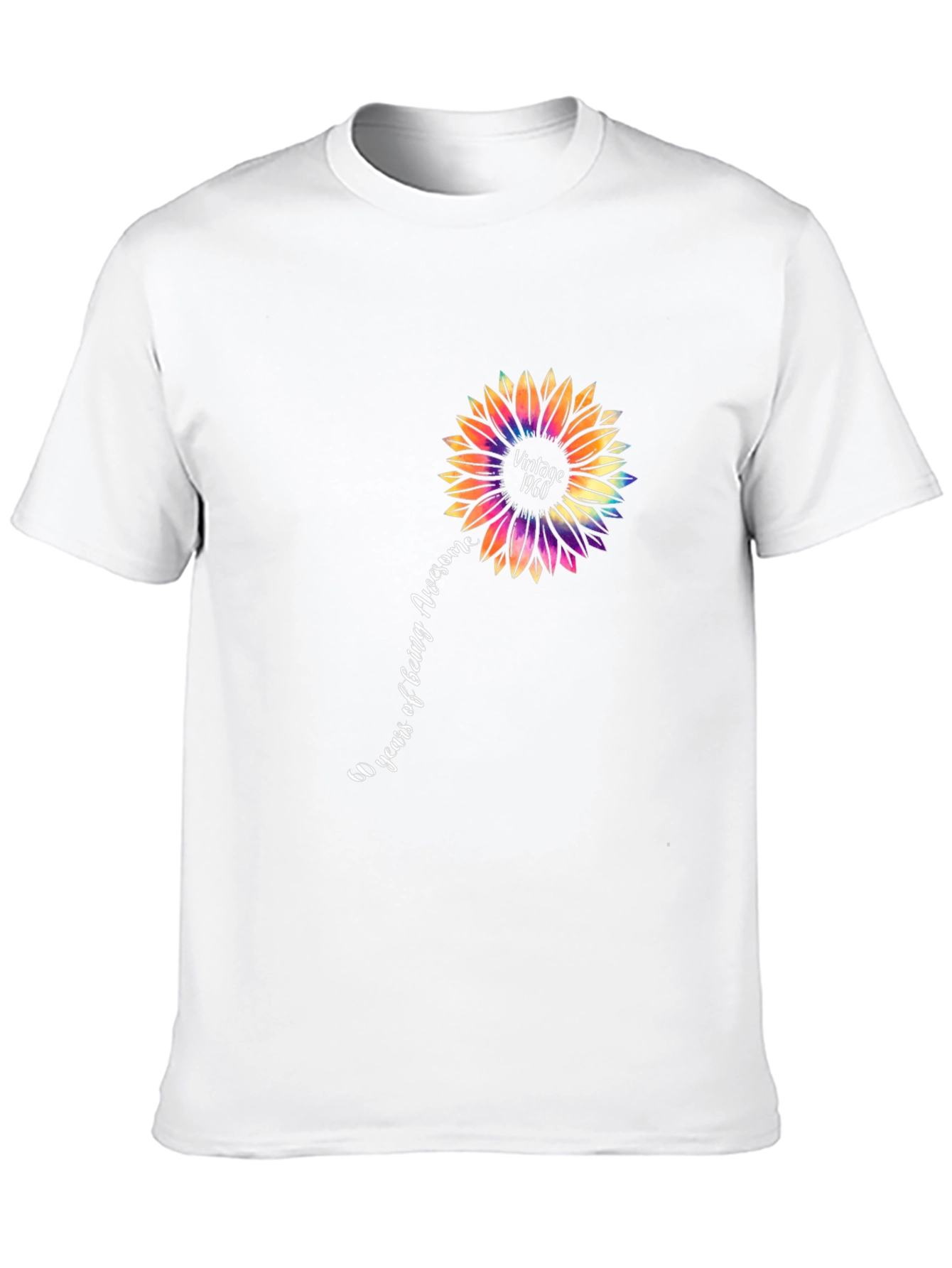 Black Vintage 1960 Sunflower Black T-Shirt view 10