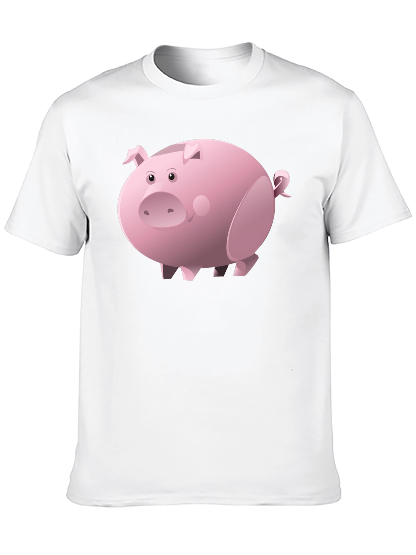 Black Cartoon Pig Black T-Shirt | Unisex view 10