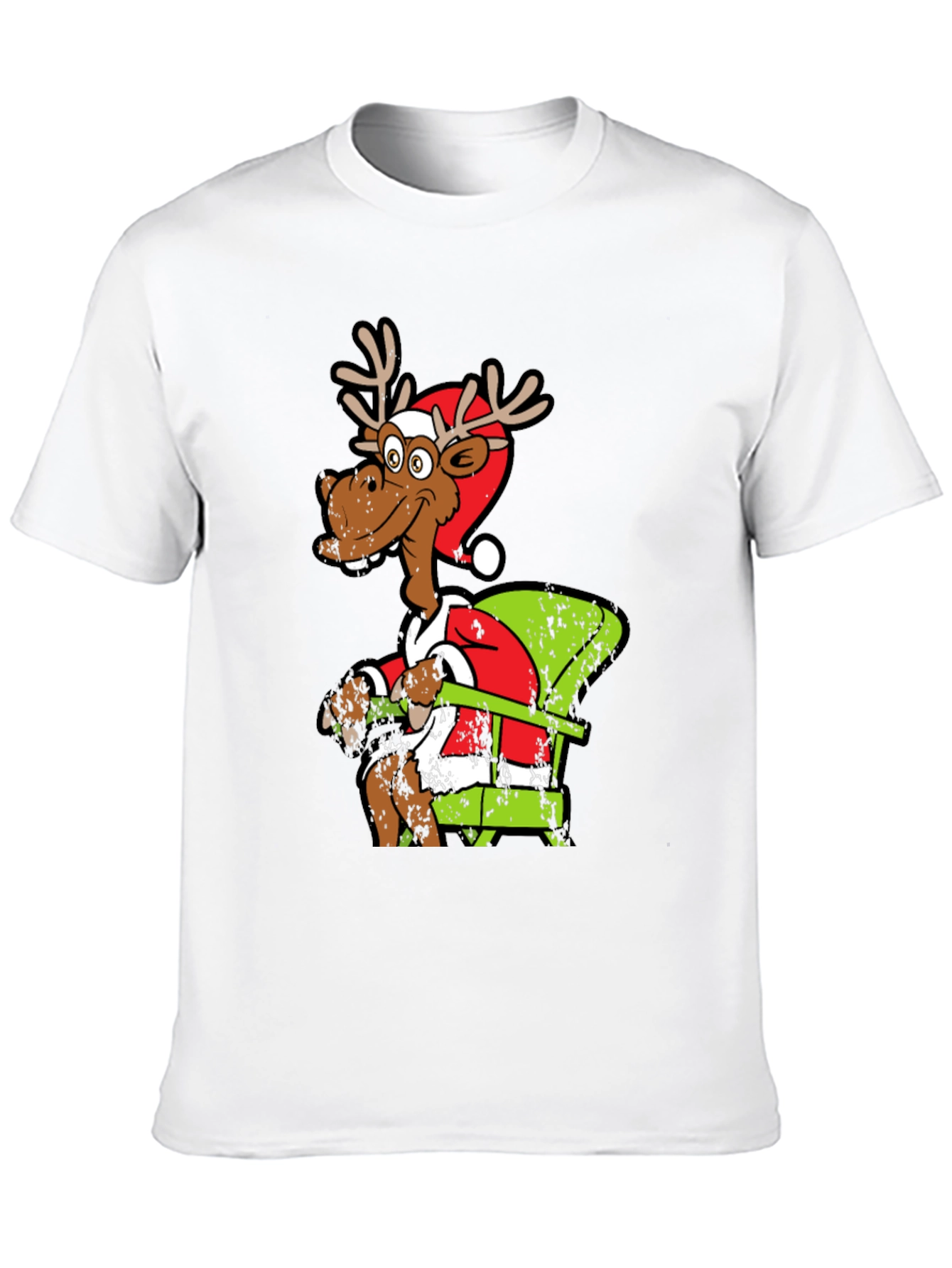 Black Funny Reindeer Santa T-Shirt view 10