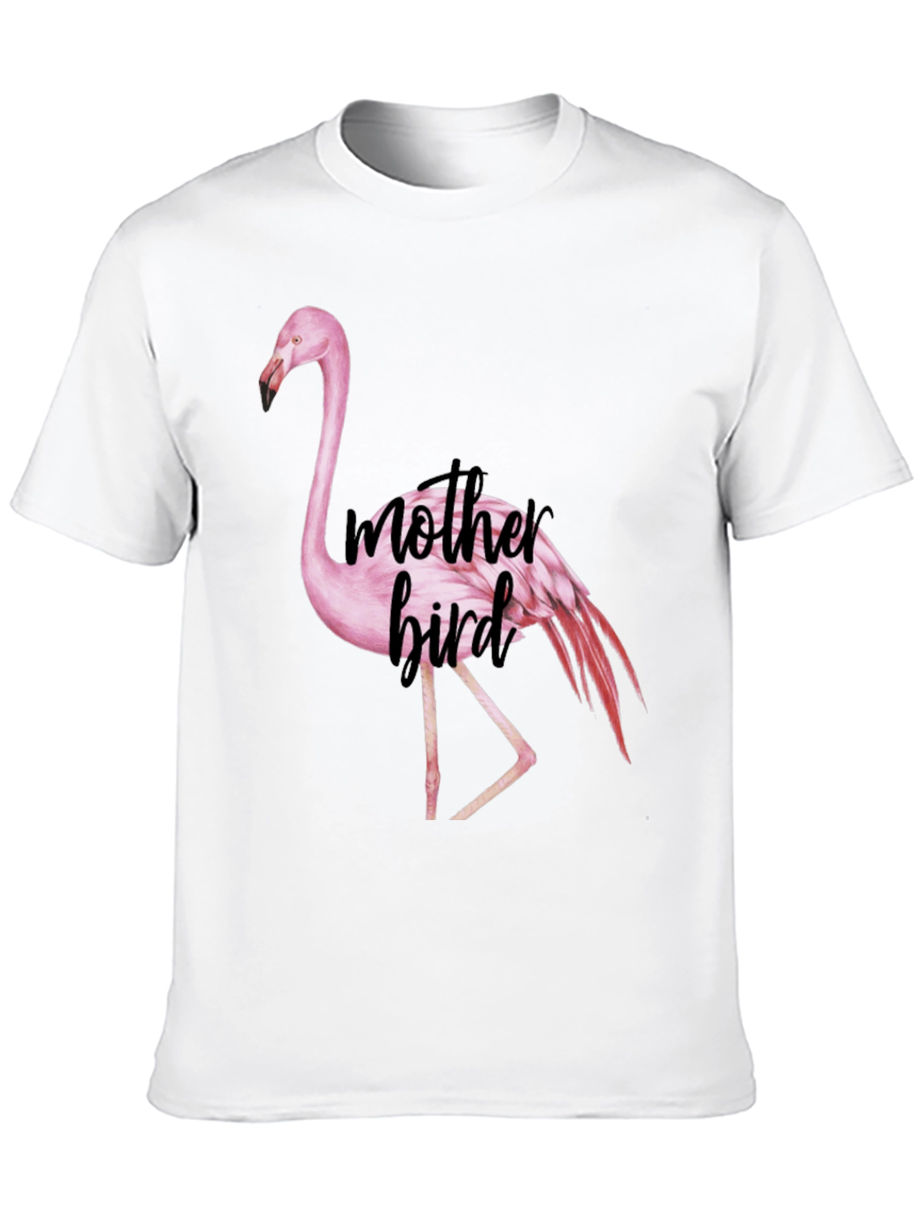 Black Mother Bird Flamingo Graphic Tee - Black Cotton Blend view 10