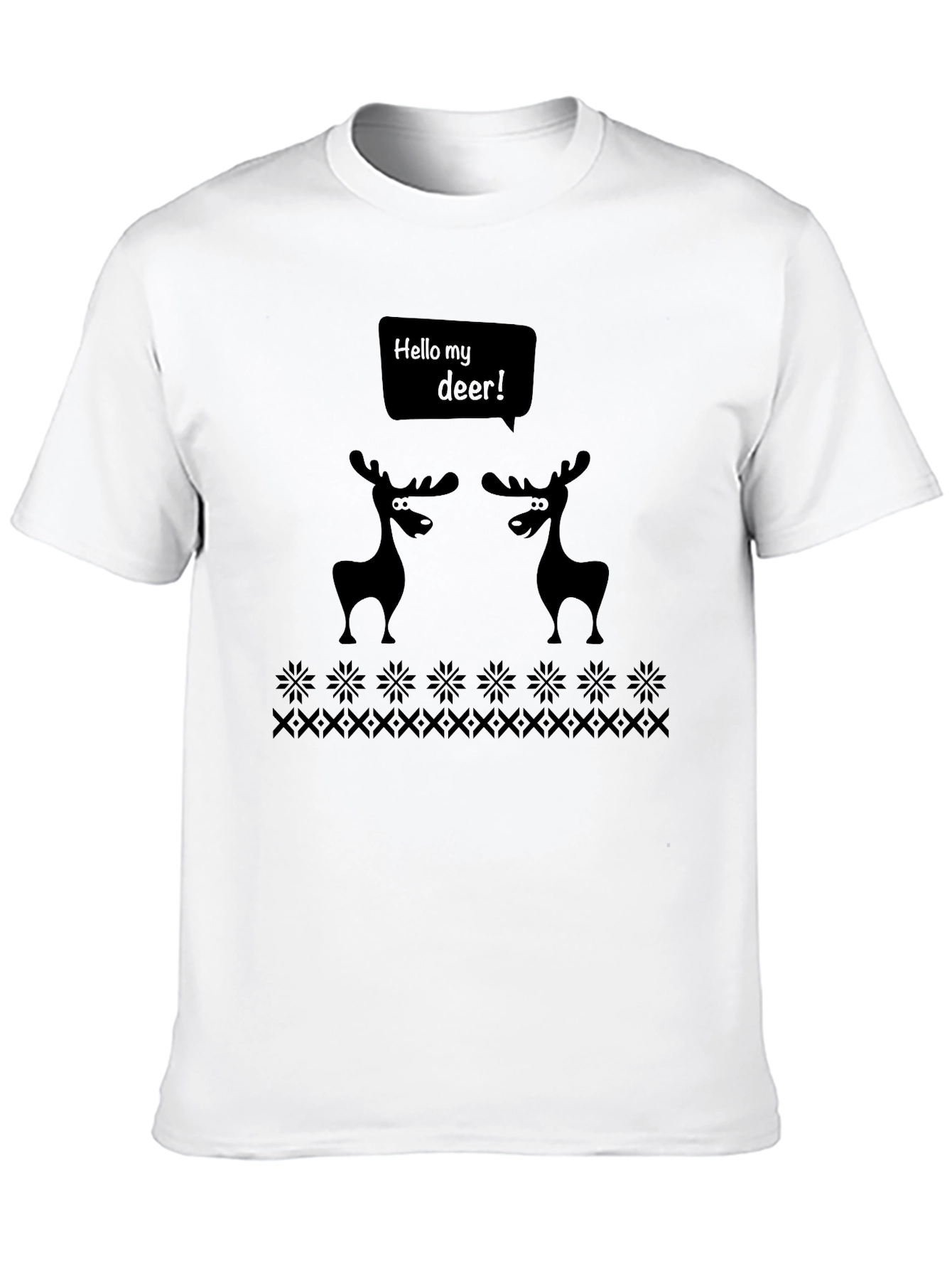 Black Hello My Deer Graphic T-Shirt - Black Crew Neck Tee view 10