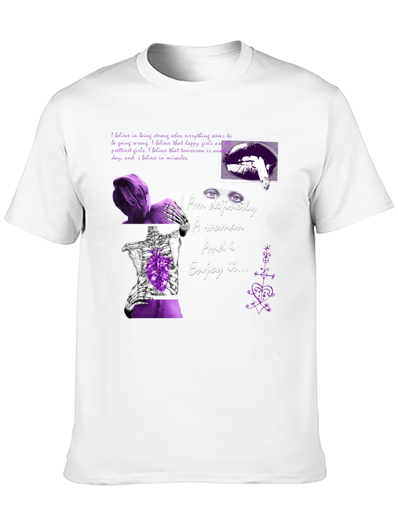 Black Edgy Purple Graphic Tee - "I Am Definitely A Woman" view 10