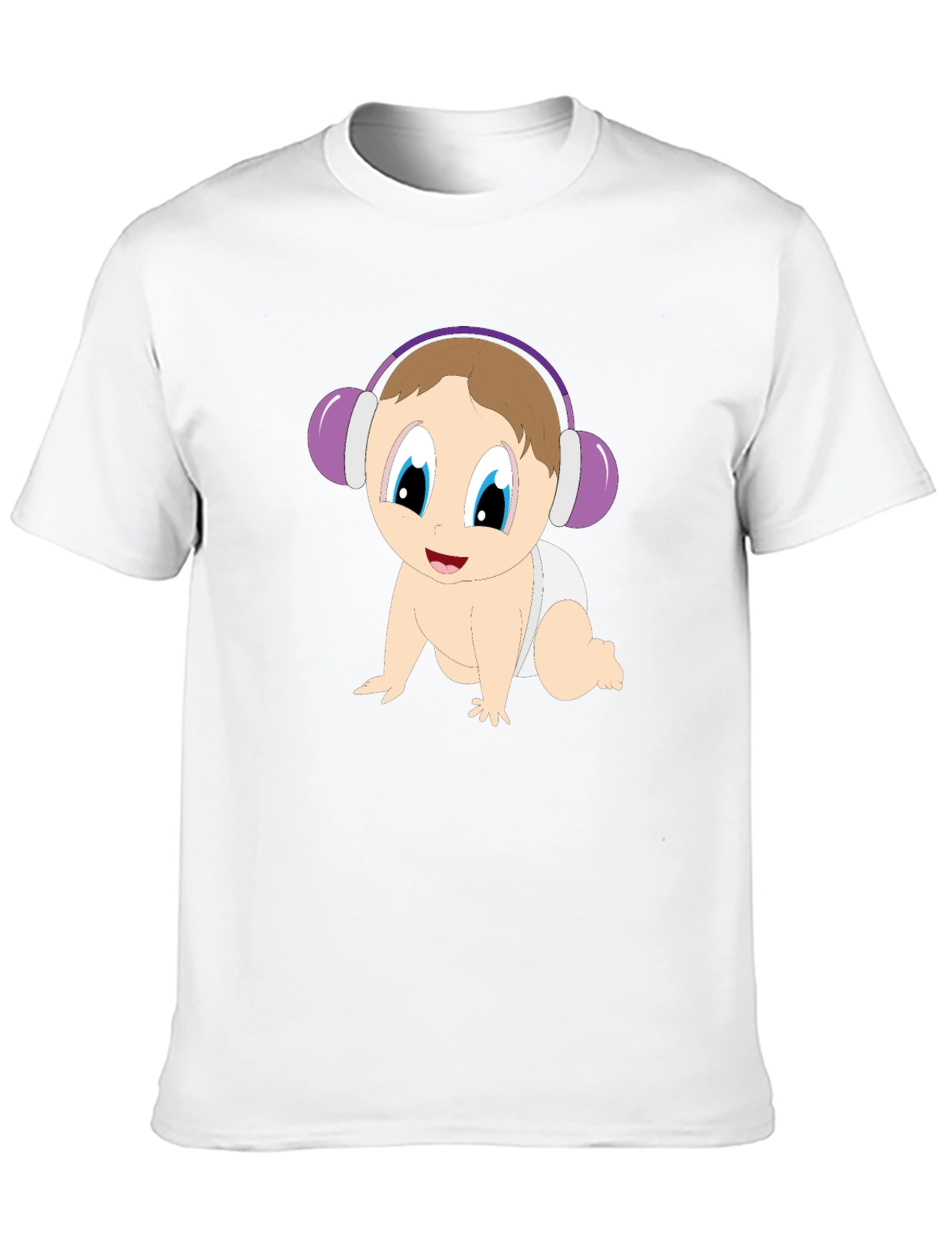 Black Baby with Headphones Black T-Shirt view 10