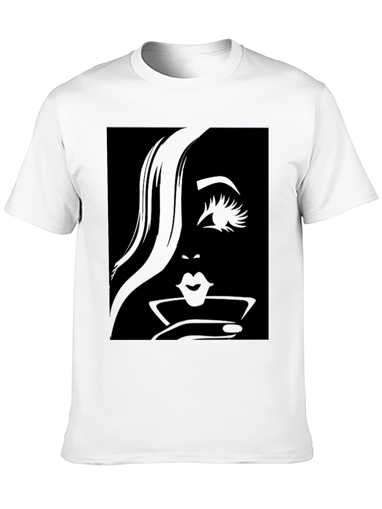 Black Silhouette Woman's Face Martini T-Shirt view 10