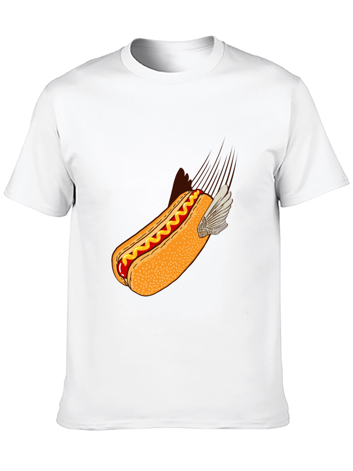 Black Flying Hot Dog Graphic T-Shirt - Novelty Food Tee view 10