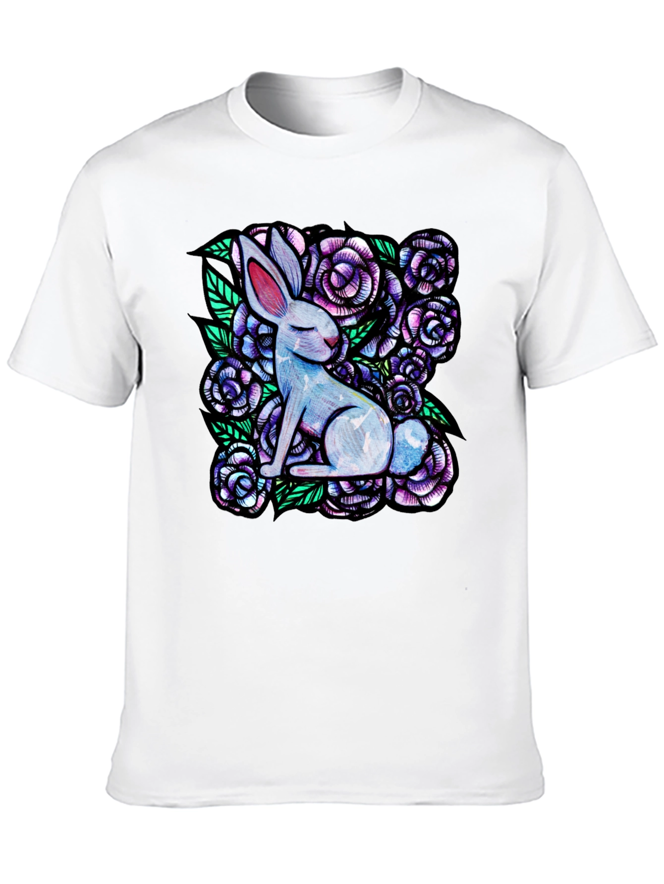 Black Rabbit & Floral Graphic Tee view 10