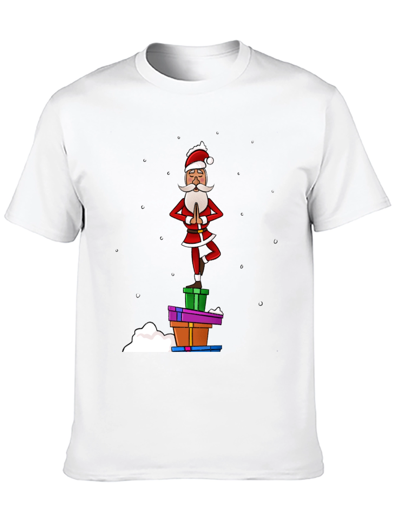 Black Yoga Santa T-Shirt - Festive Holiday Apparel view 10