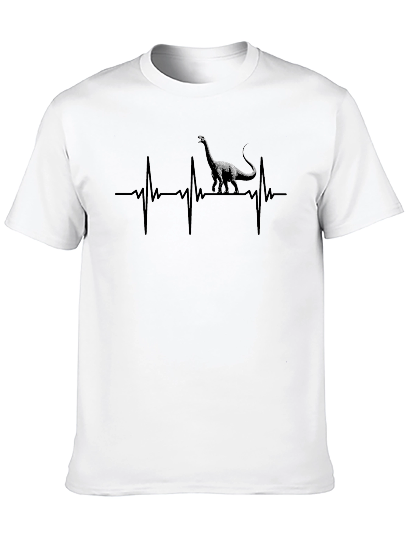Black Dino Heartbeat Graphic Tee - Black Cotton T-Shirt view 10