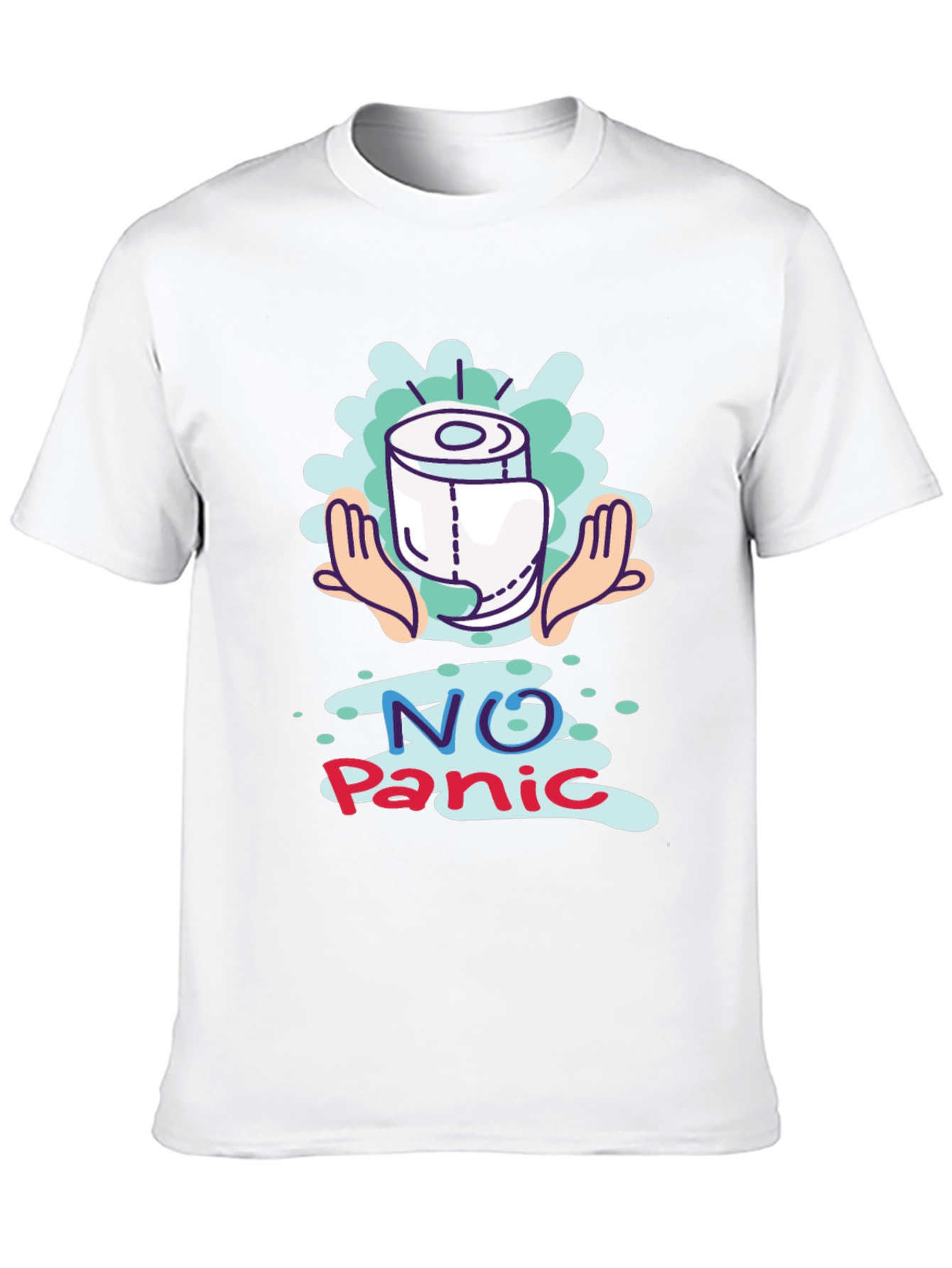 Black No Panic Toilet Paper Graphic Tee view 10