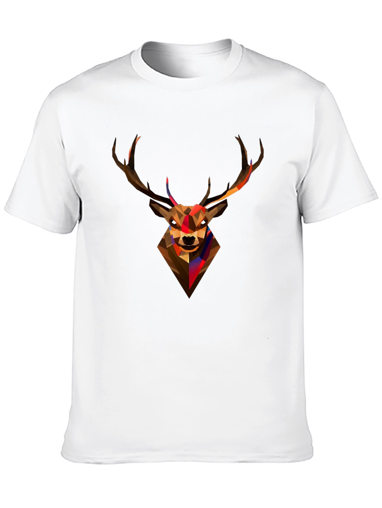 Black Geometric Deer Head Black T-Shirt - Modern Graphic Tee view 10