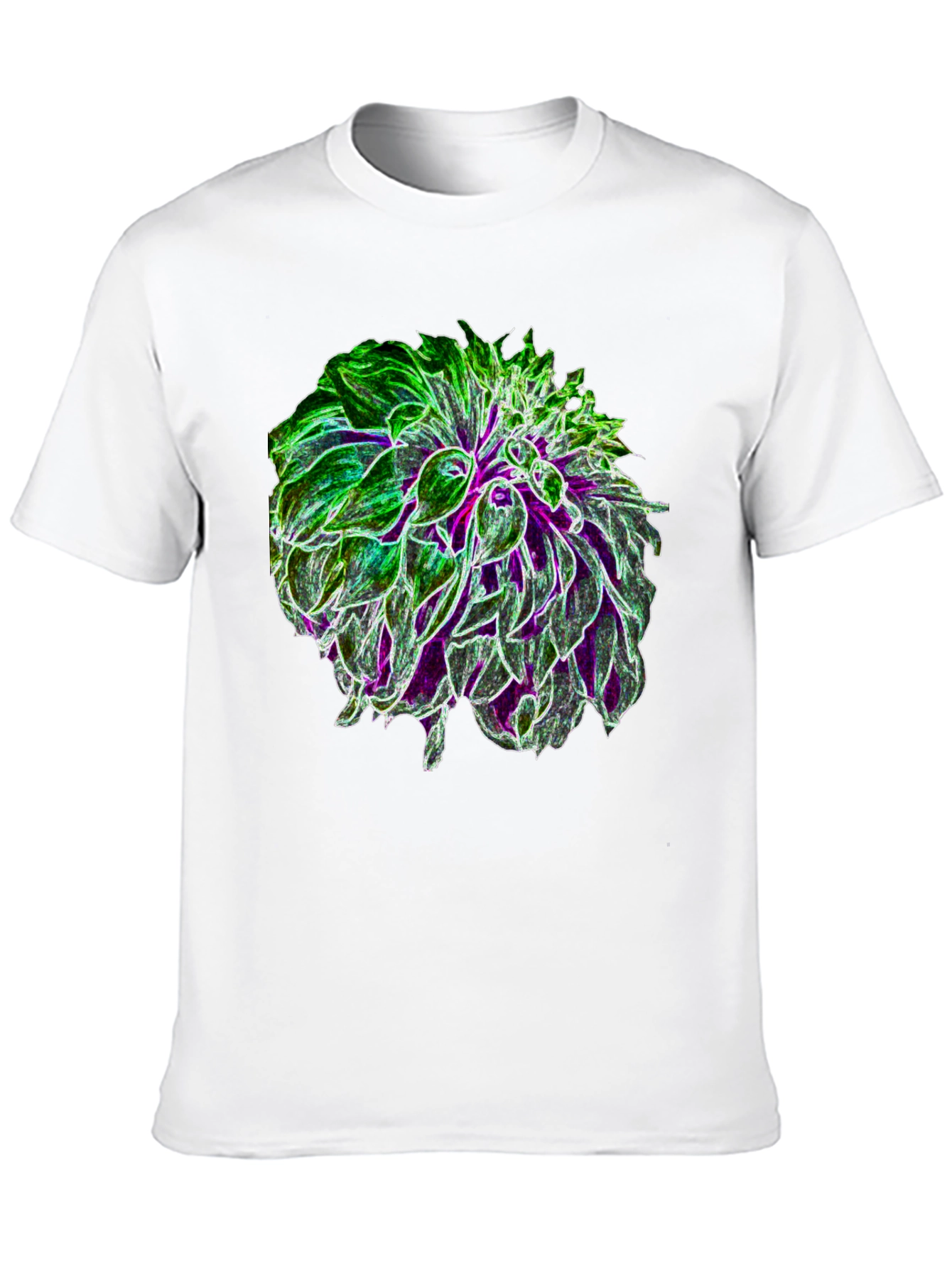 Black Glow Flower Graphic Tee - Black Cotton Casual Shirt view 10