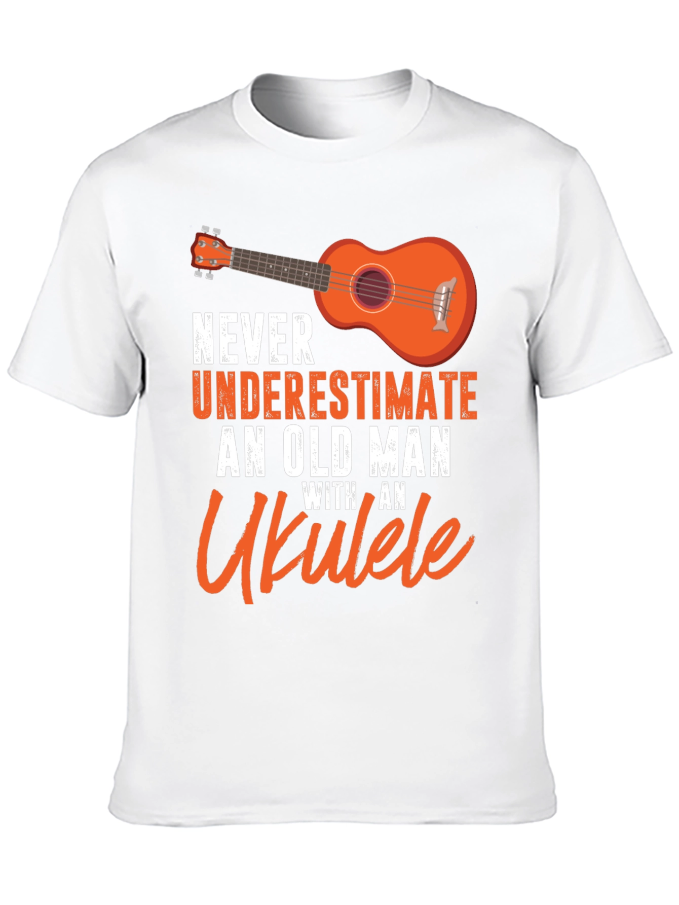 Black Ukulele Old Man T-Shirt - Music Lover Gift view 10