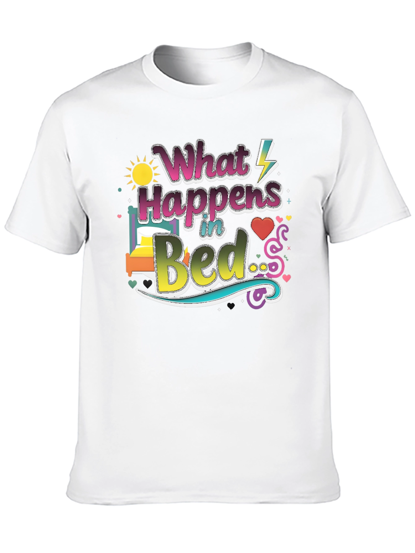 Black What Happens in Bed Graphic T-Shirt view 10