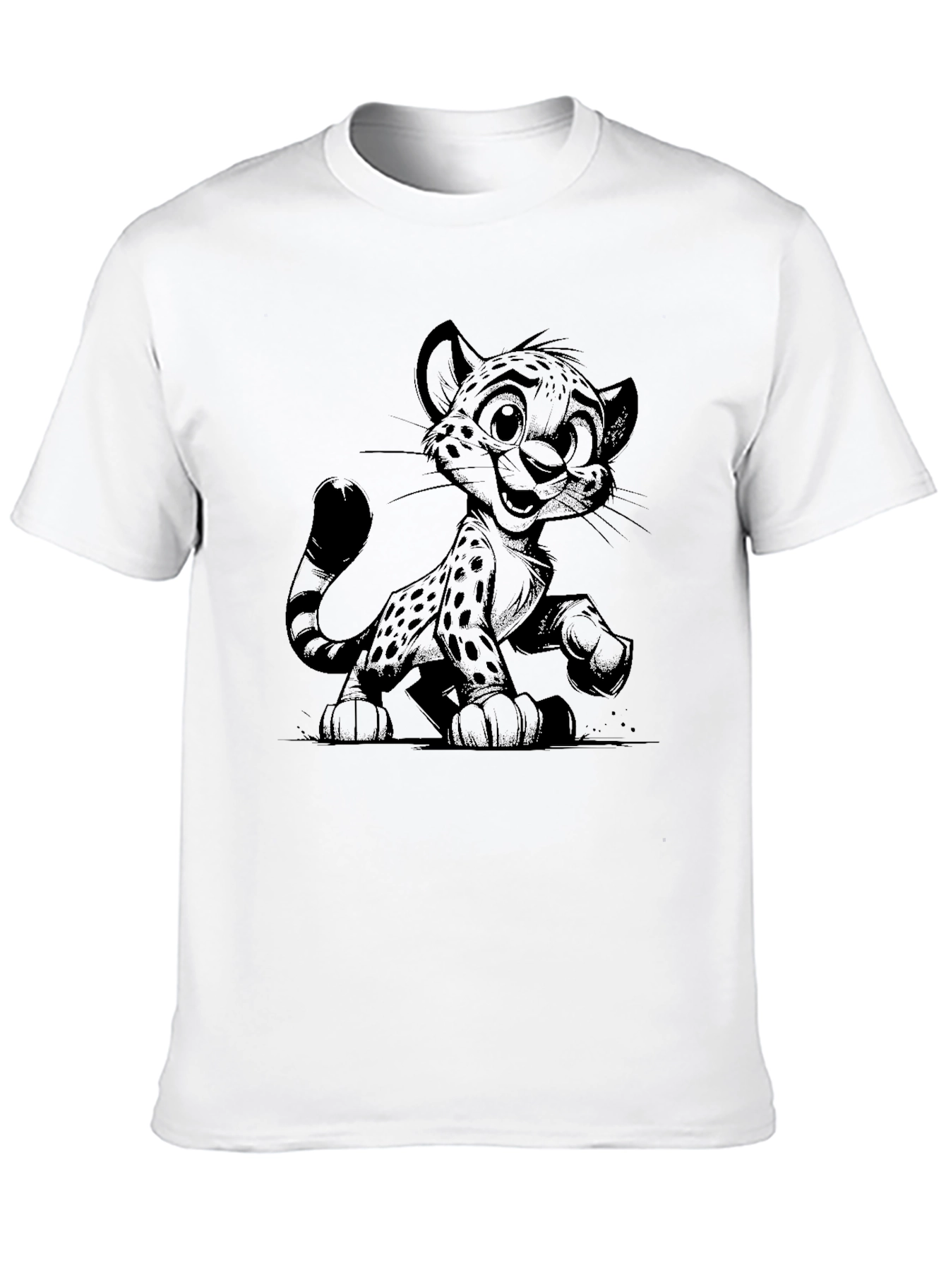 Black Cute Cheetah Graphic Black T-Shirt view 10