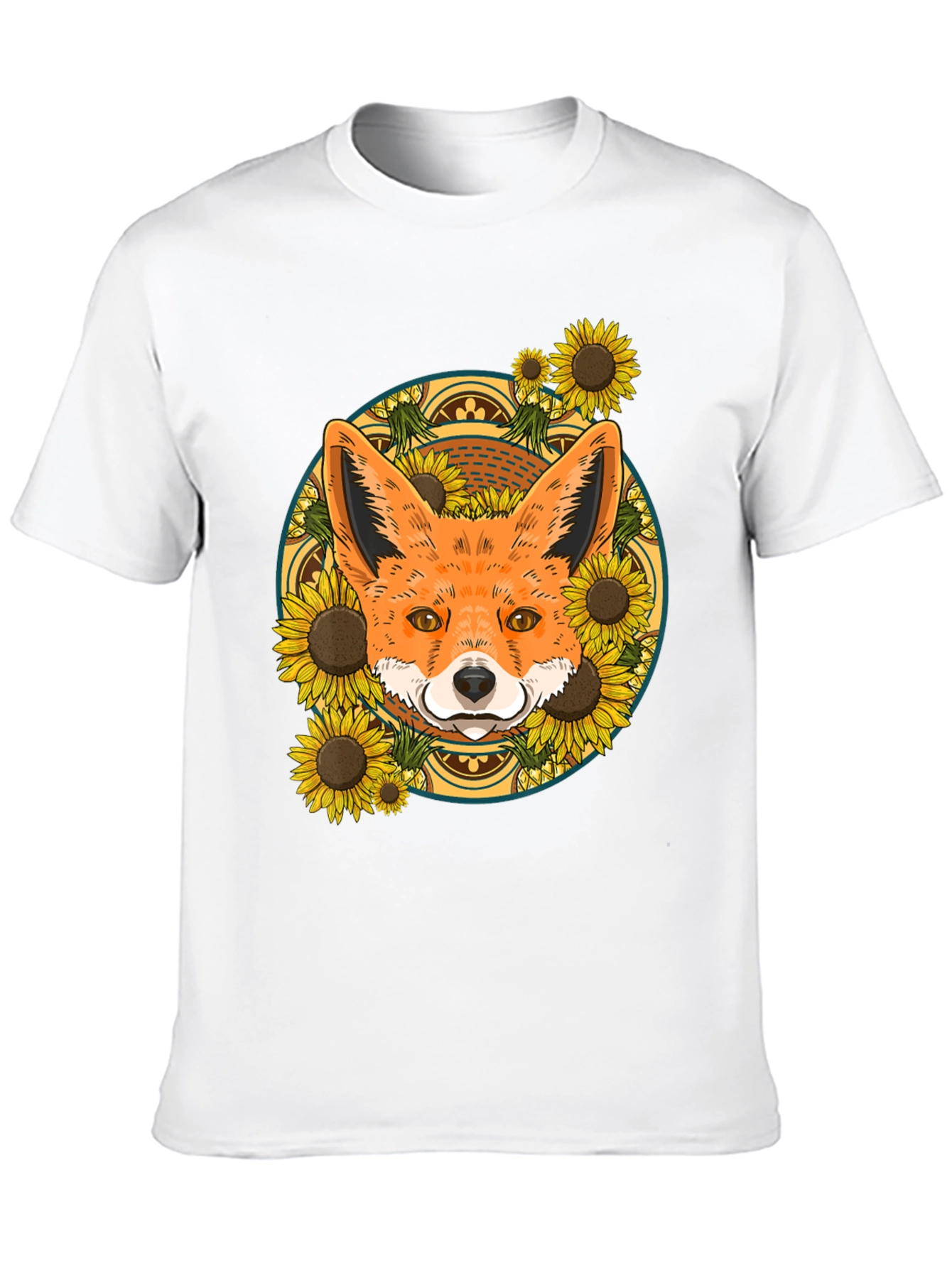 Black Fox & Sunflower Graphic Tee - Nature Lover's T-Shirt view 10