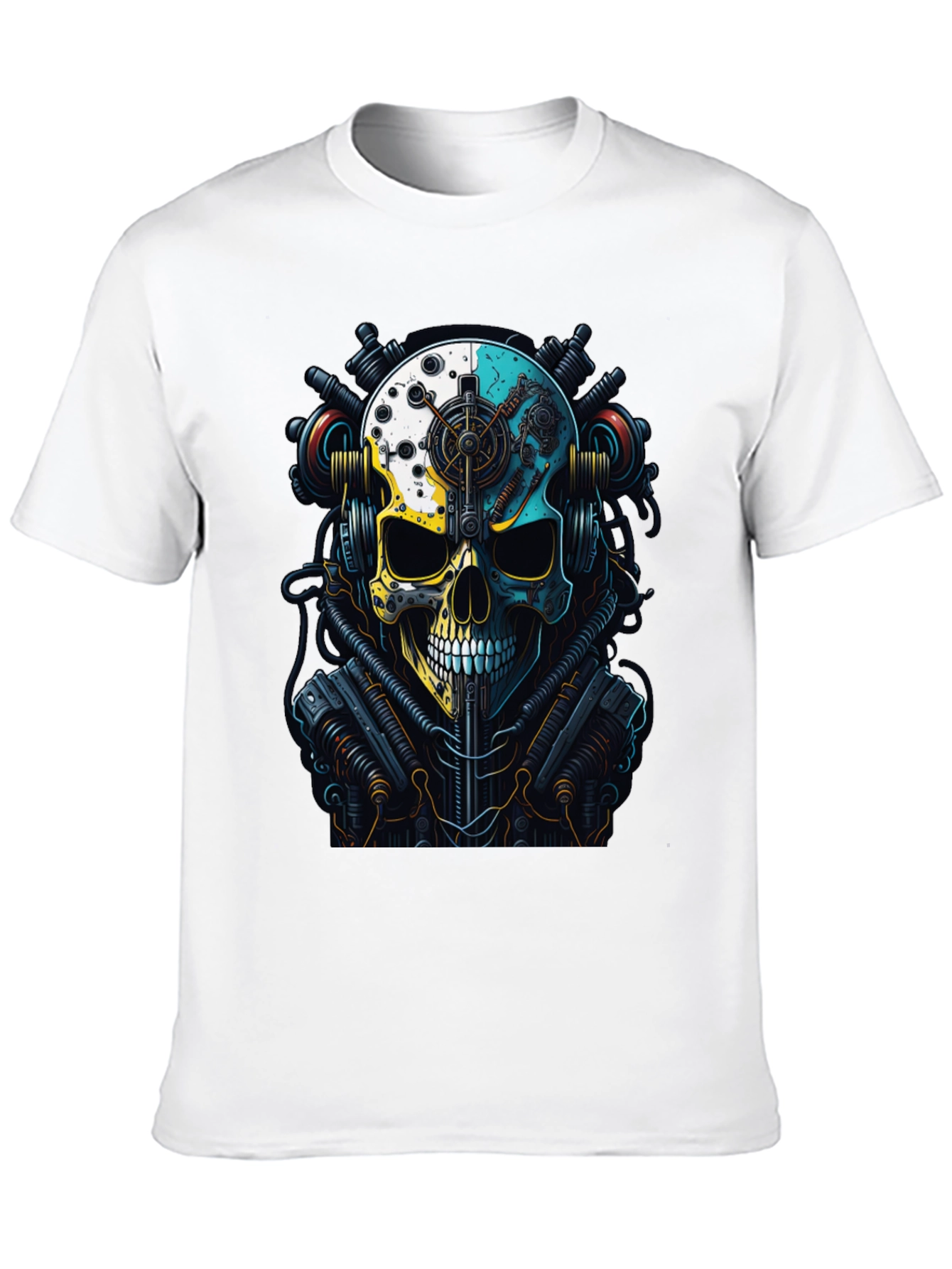 Black Steampunk Skull Graphic T-Shirt view 10