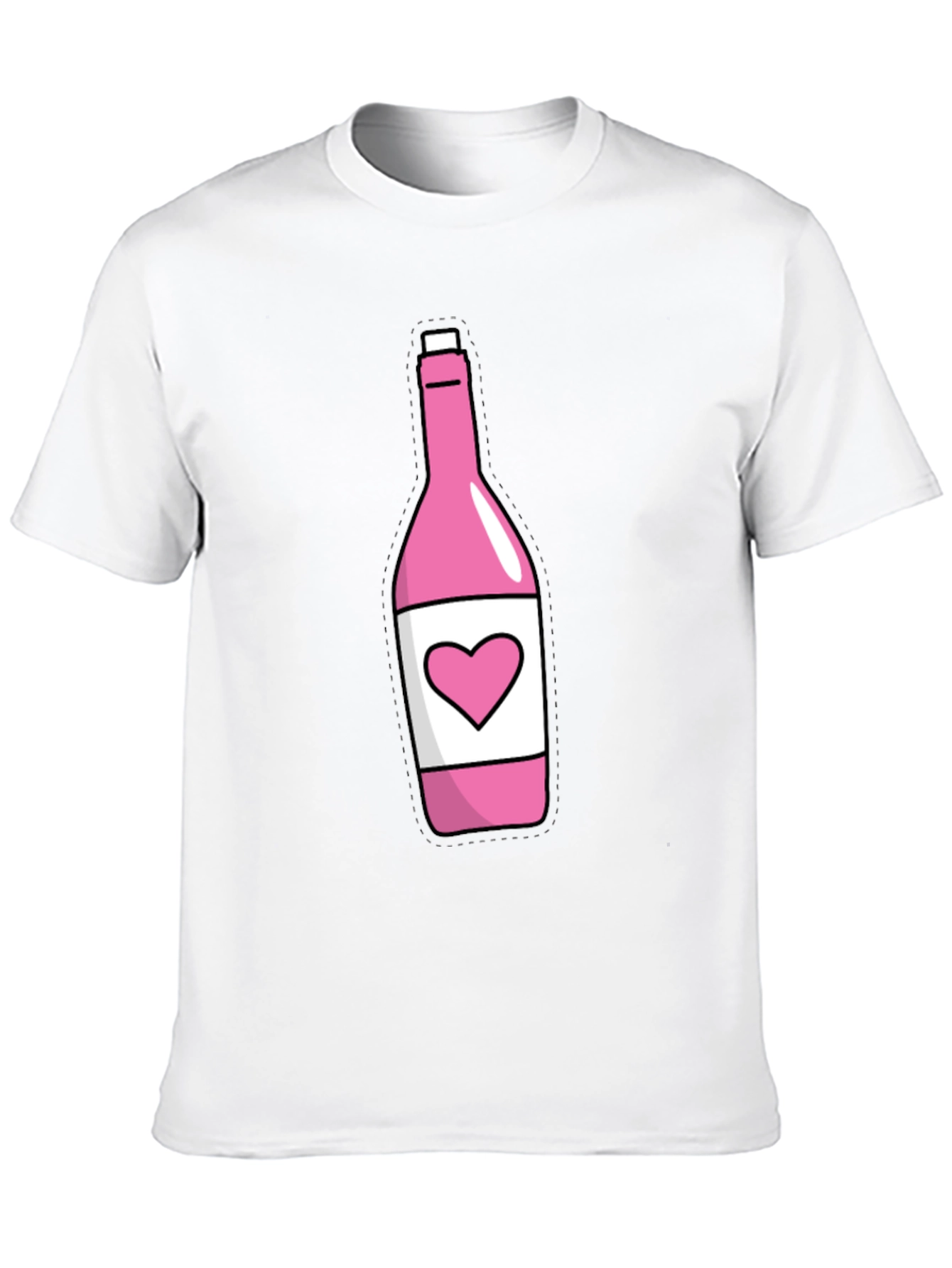 Black Pink Heart Bottle T-Shirt - Novelty Graphic Tee view 10