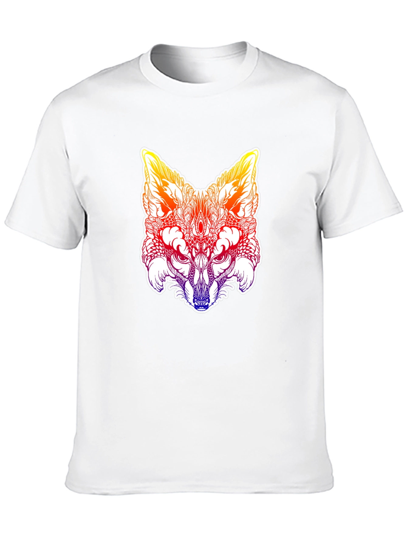 Black Psychedelic Fox Head Graphic Tee - Men's Black T-Shirt view 10