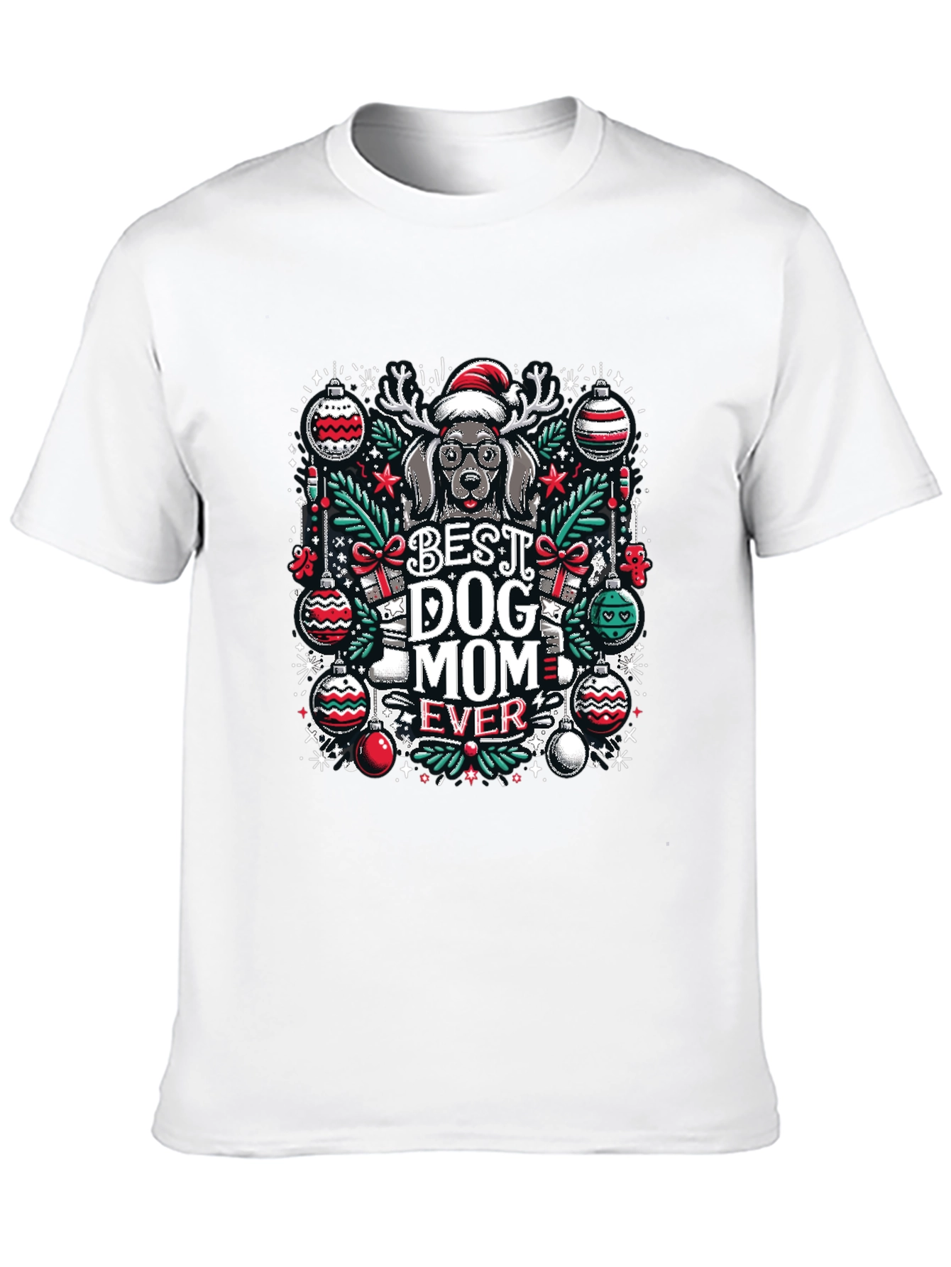 Black Best Dog Mom Ever Christmas T-Shirt view 10