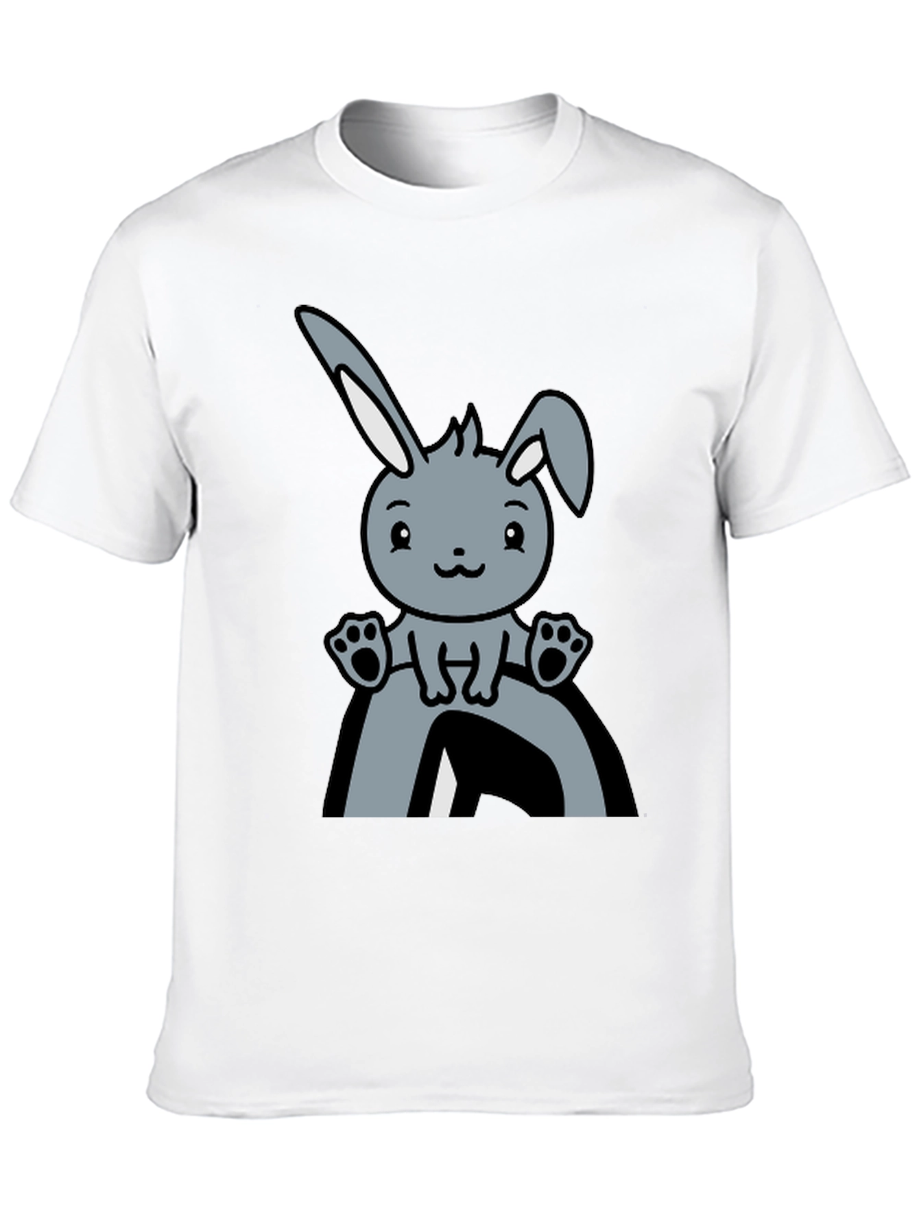 Black Cute Bunny Graphic Tee - Black Cotton Comfort view 10