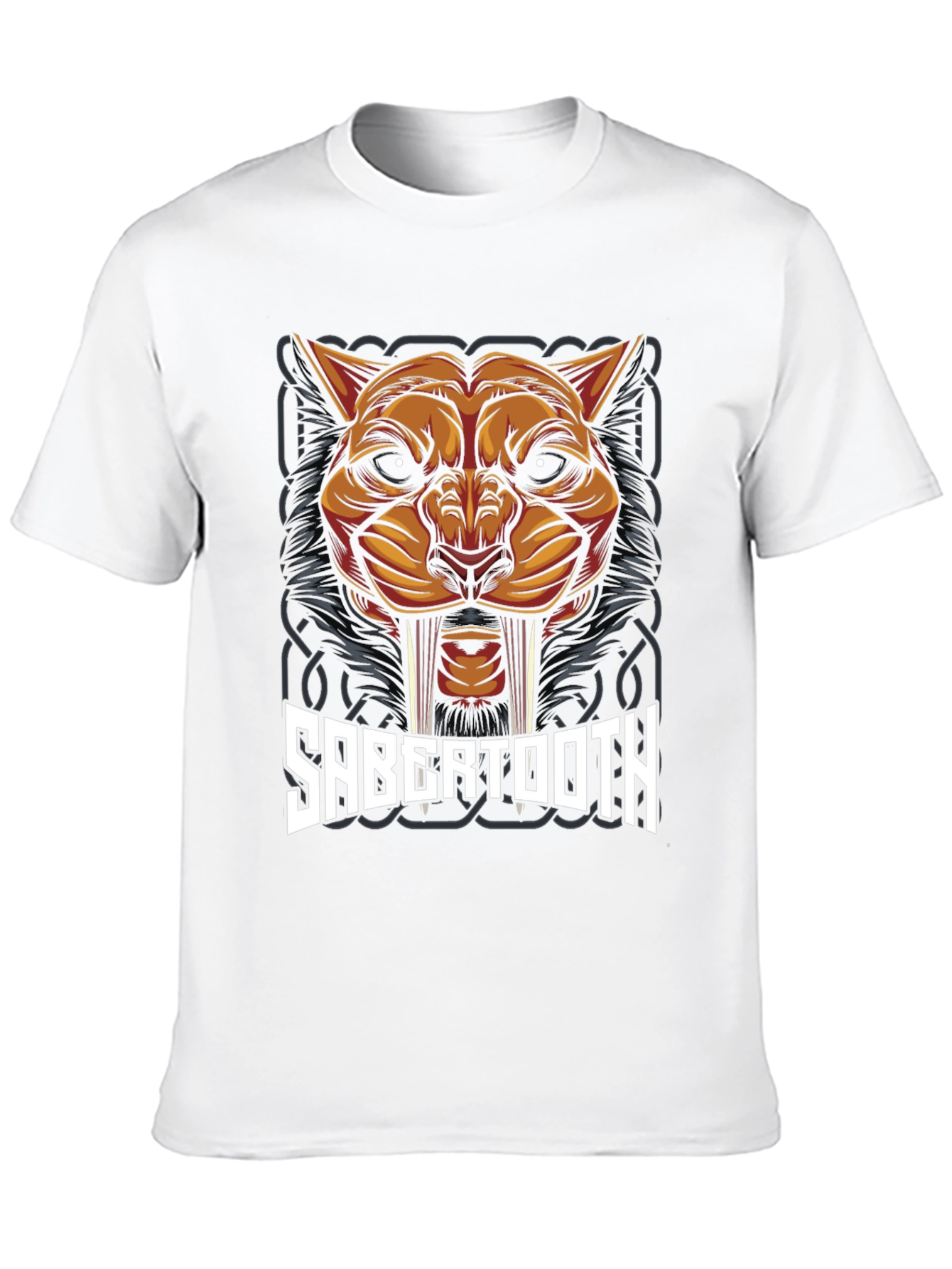 Black Sabertooth Tiger Graphic T-Shirt view 10