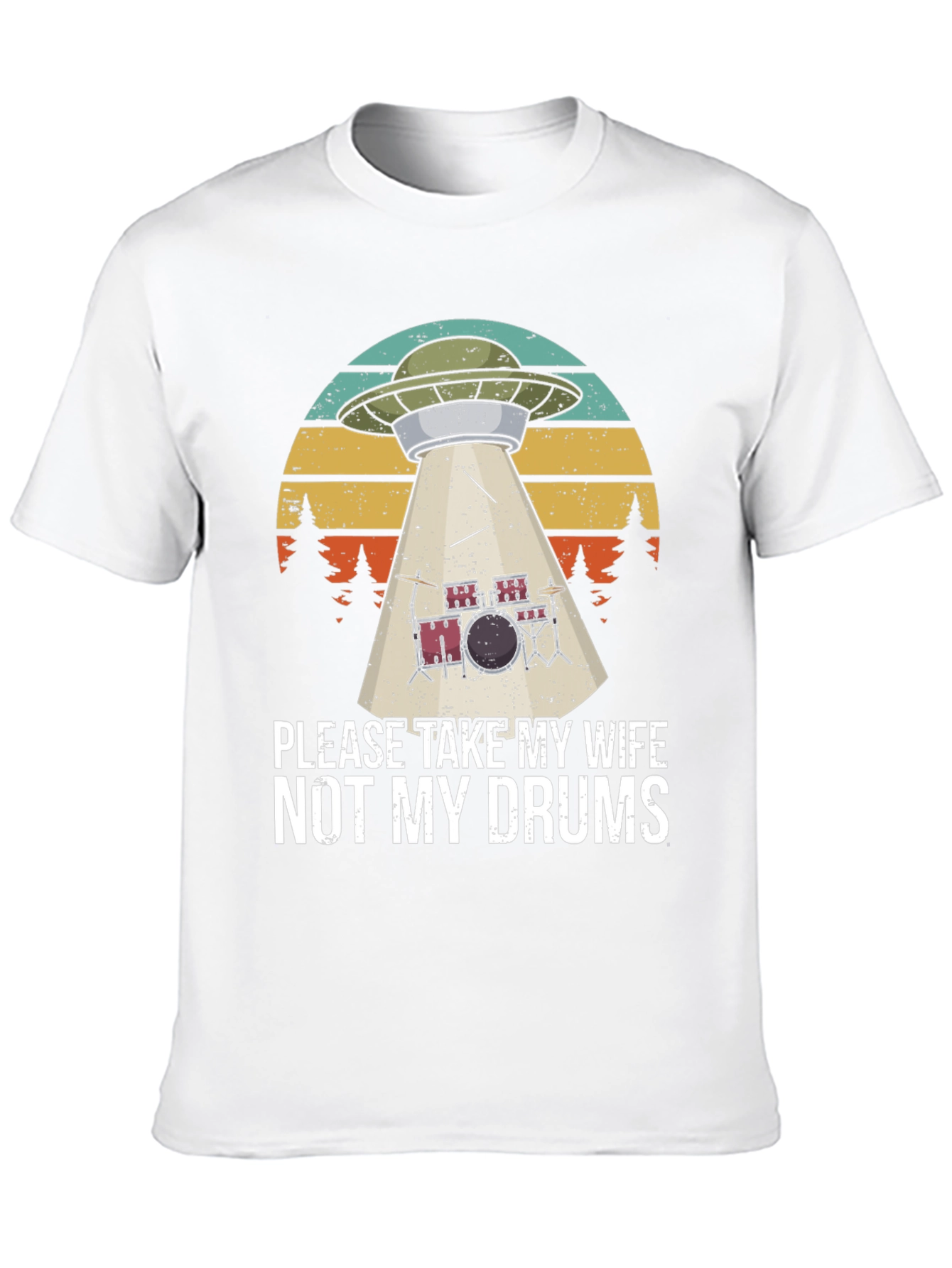 Black Funny UFO Abduction Drums T-Shirt view 10