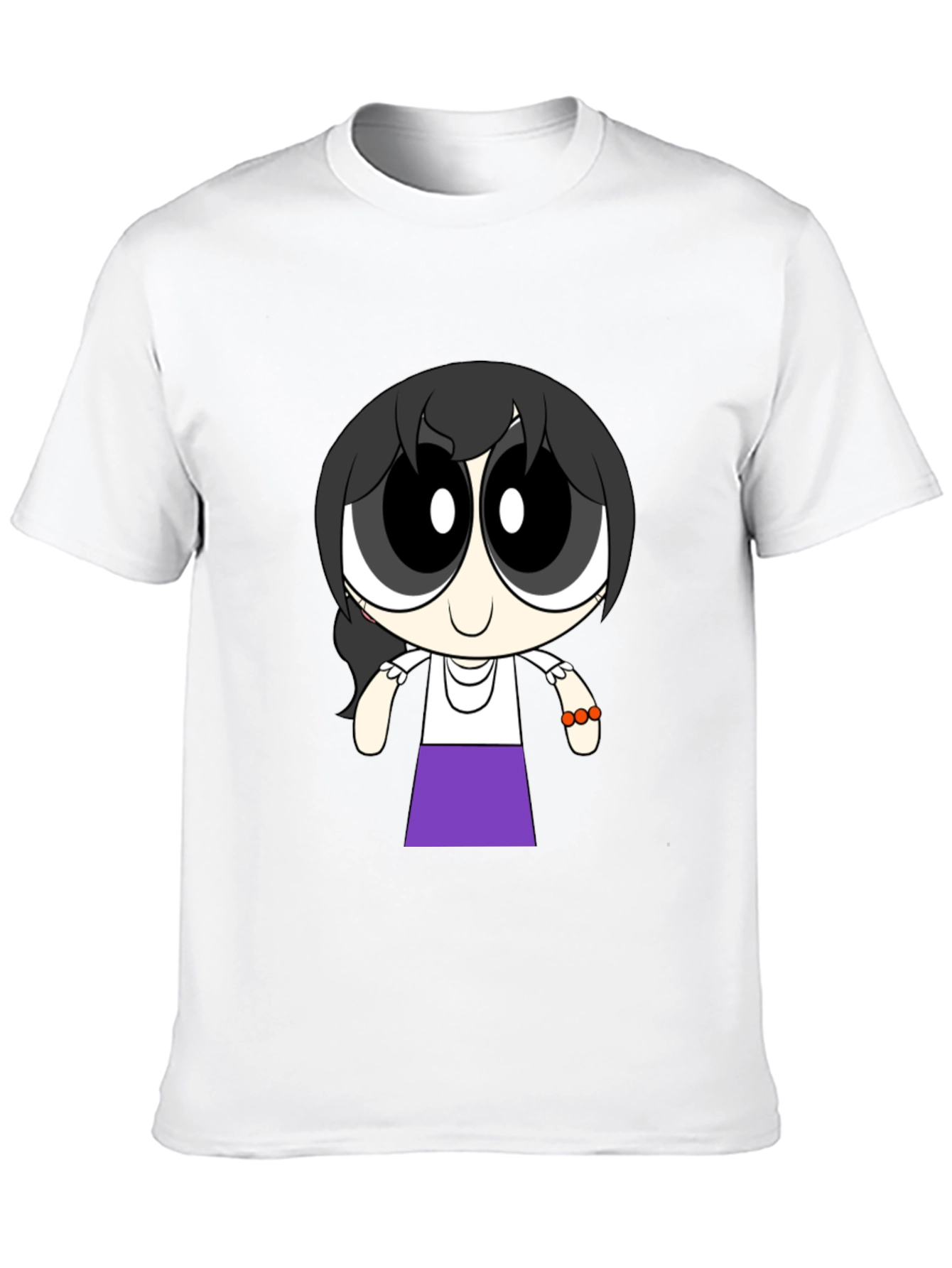 Black Cartoon Girl T-Shirt - Black Cotton Tee view 10