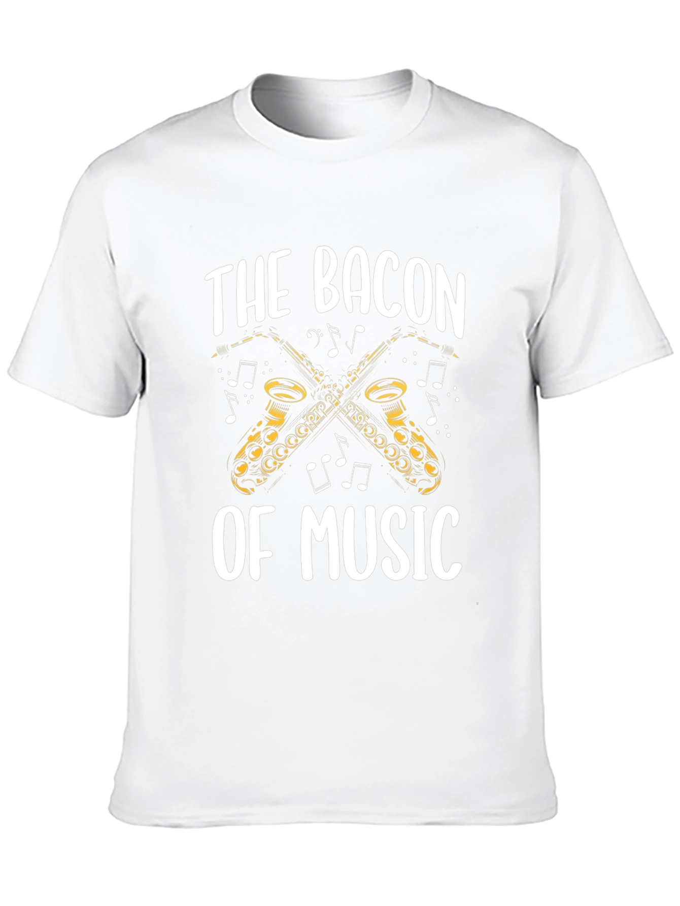Black Bacon of Music Saxophone T-Shirt - Black Cotton Tee view 10