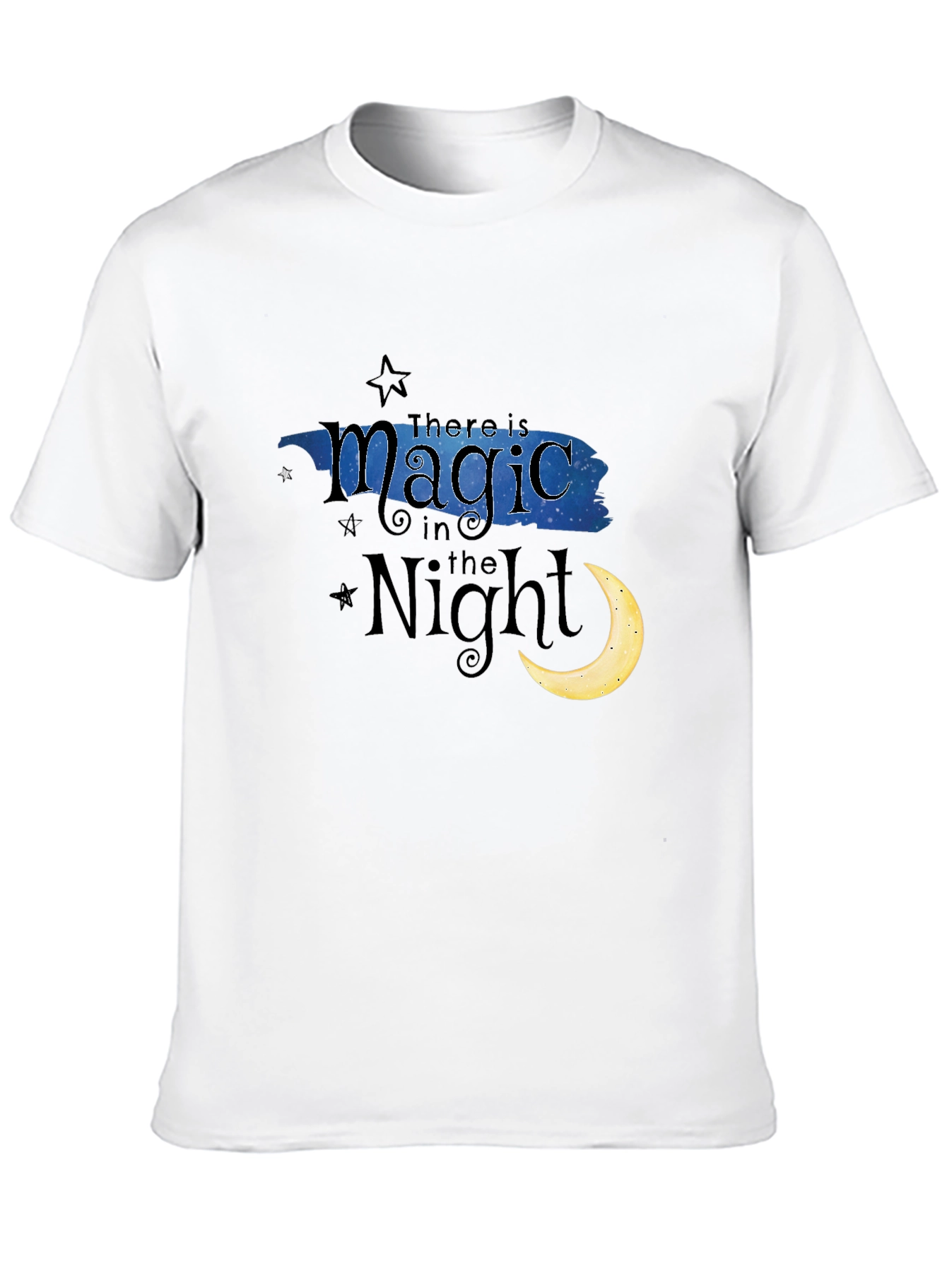 Black Magic in the Night T-Shirt - Crescent Moon & Stars Black Tee view 10