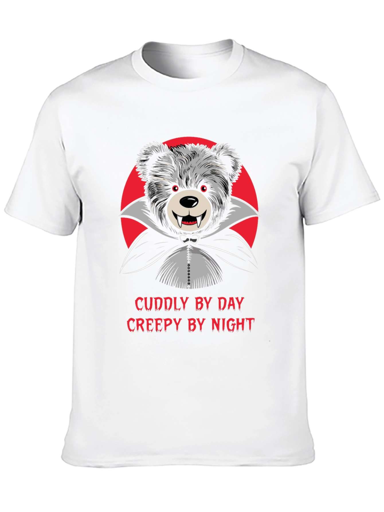 Black Cuddly by Day, Creepy by Night Vampire Teddy Bear T-Shirt view 10