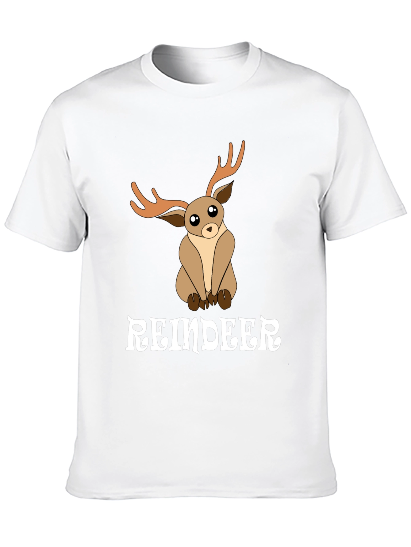Black Cute Reindeer Graphic Tee - Black Cotton T-Shirt view 10