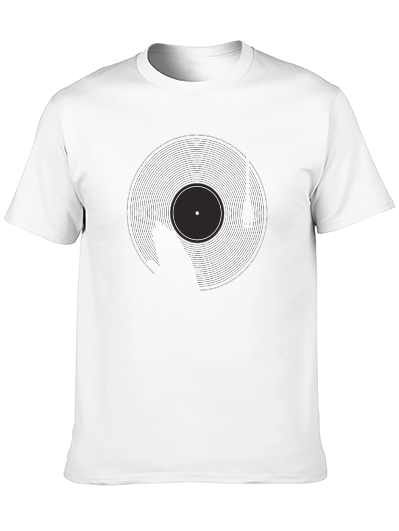 Black Retro Vinyl Record Graphic Tee - Black Cotton Blend view 10