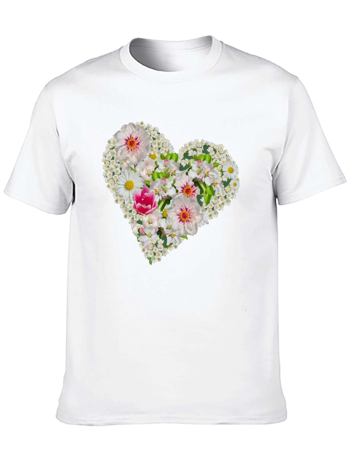 Black Floral Heart Tee - Black Cotton Graphic T-Shirt view 10