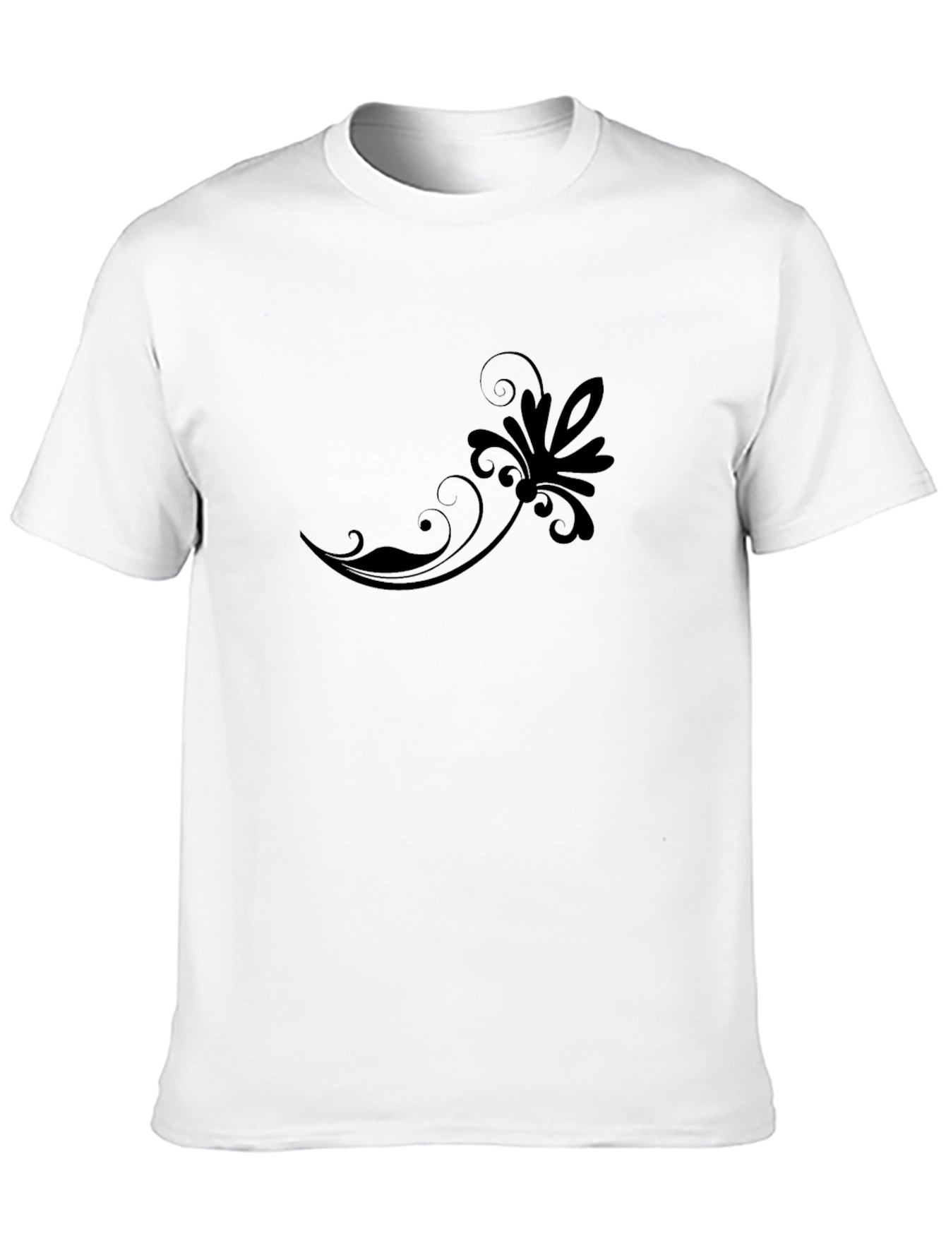 Elegant Black Floral Swirl T-Shirt - 10