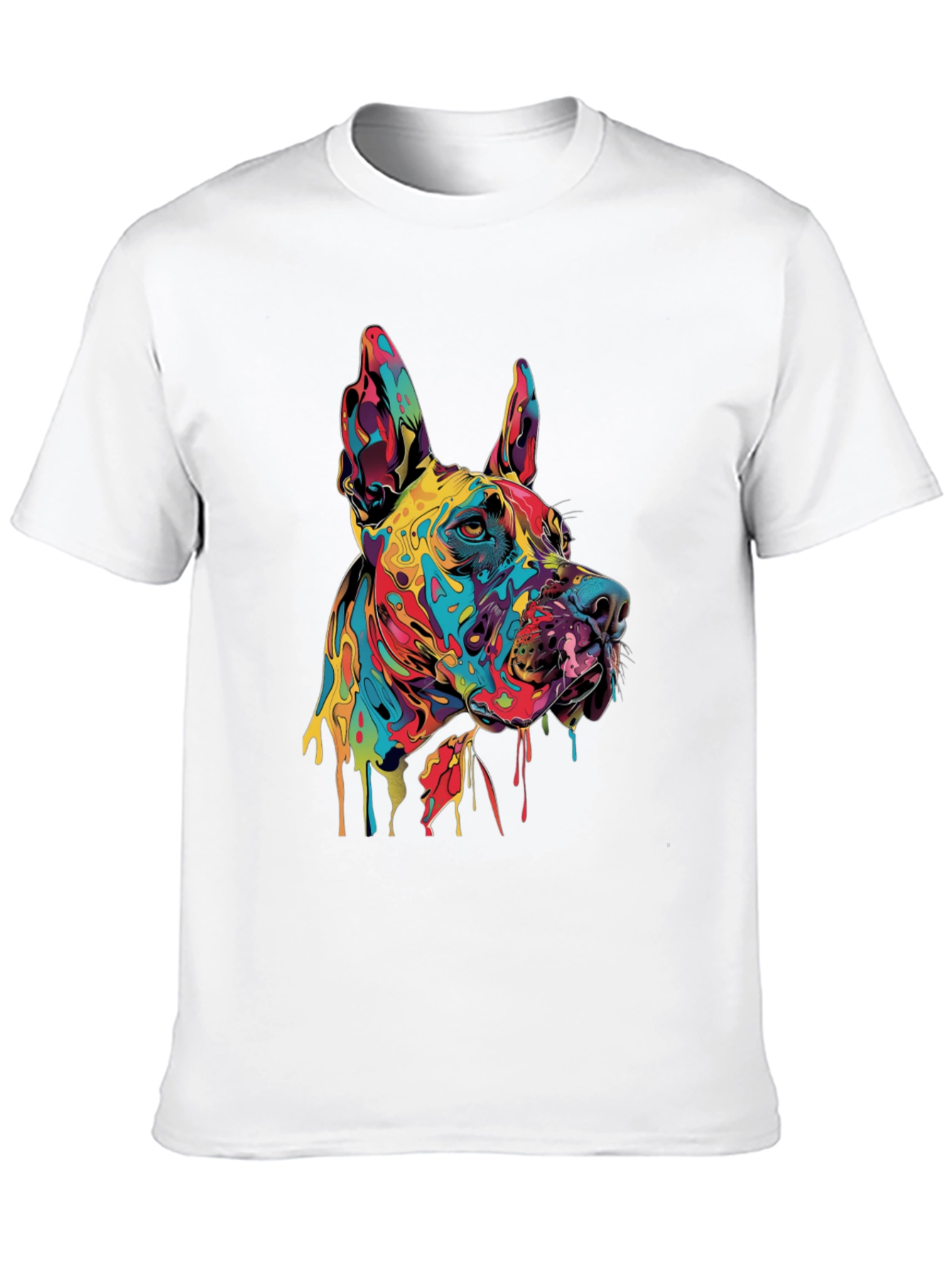 Black Colorful Dog Graphic Tee - Modern Art T-Shirt view 10