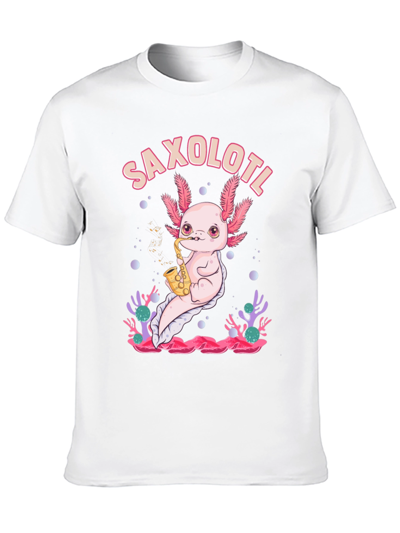 Black Saxolotl T-Shirt - Axolotl Saxophone Musician Tee view 10