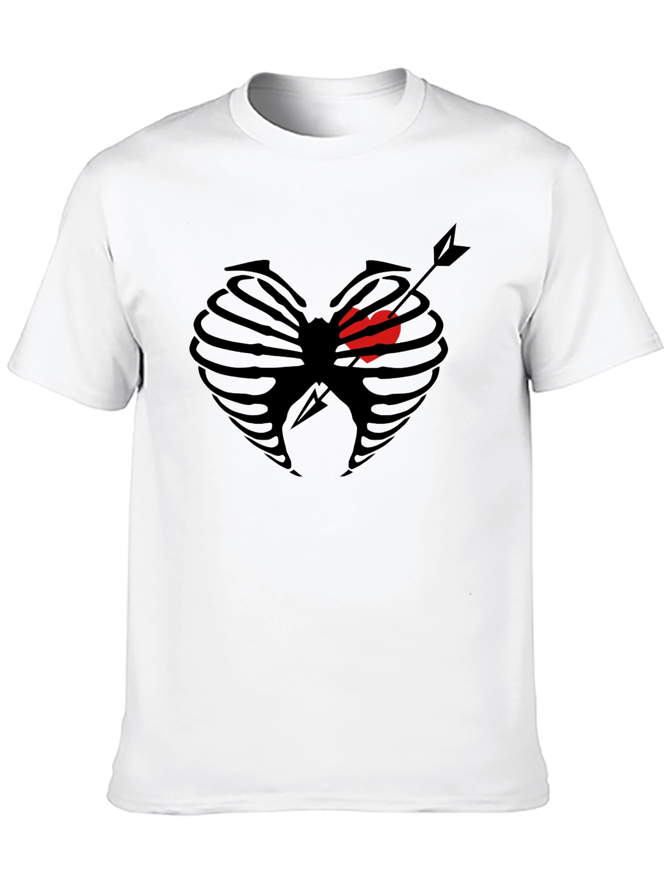 Black Heart Ribcage Arrow Graphic Tee - Black Cotton T-Shirt view 10
